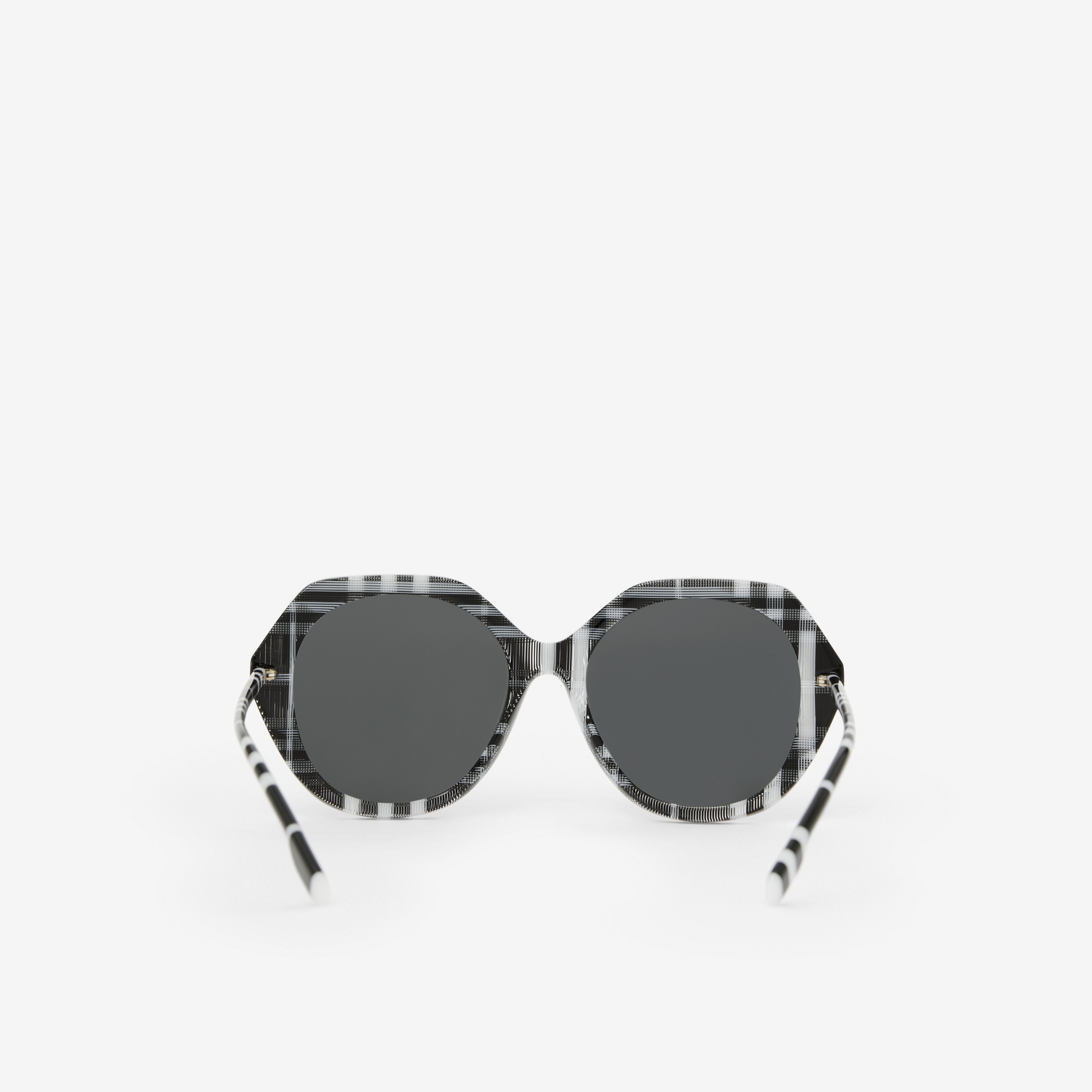 Extragroße Sonnenbrille mit geometrischer Fassung und Karomuster (Schwarz/weiß) - Damen | Burberry® - 3