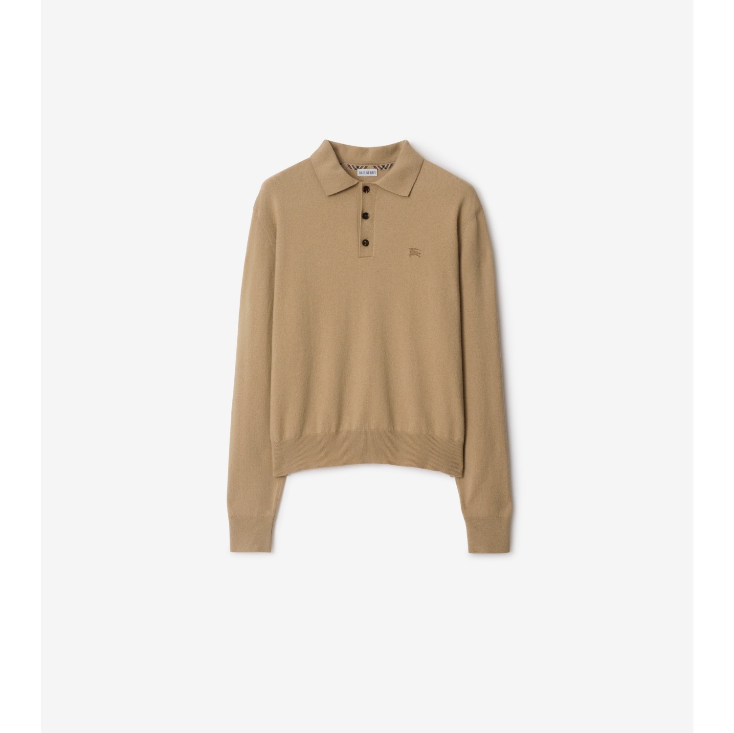 Langärmeliges Kaschmirmisch-Poloshirt