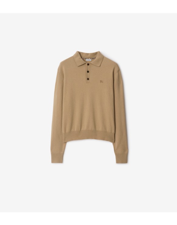 ロングスリーブ カシミアブレンド ポロシャツ