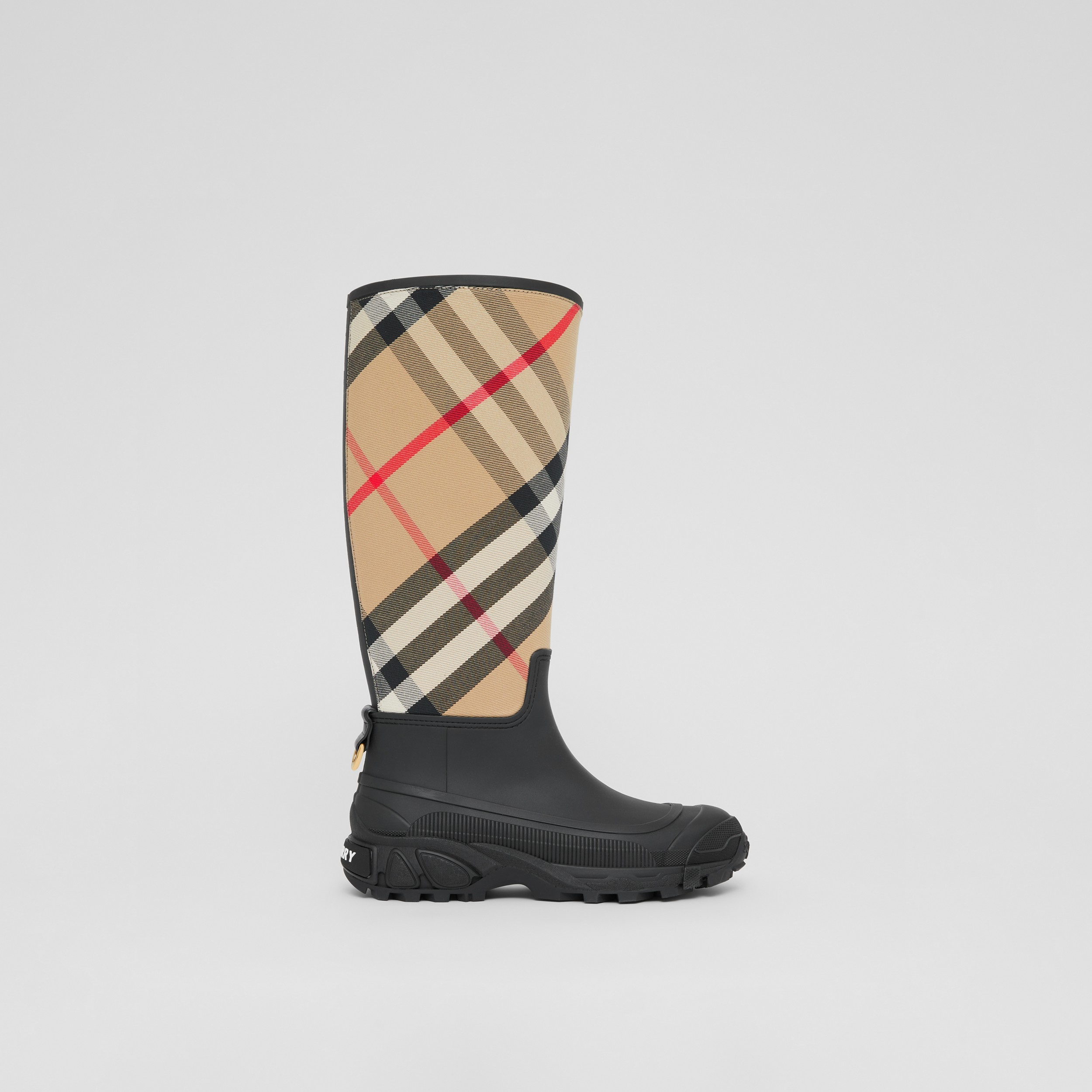 House Check Panel Rain Boots in Black/archive Beige - Women | Burberry® Official - 1