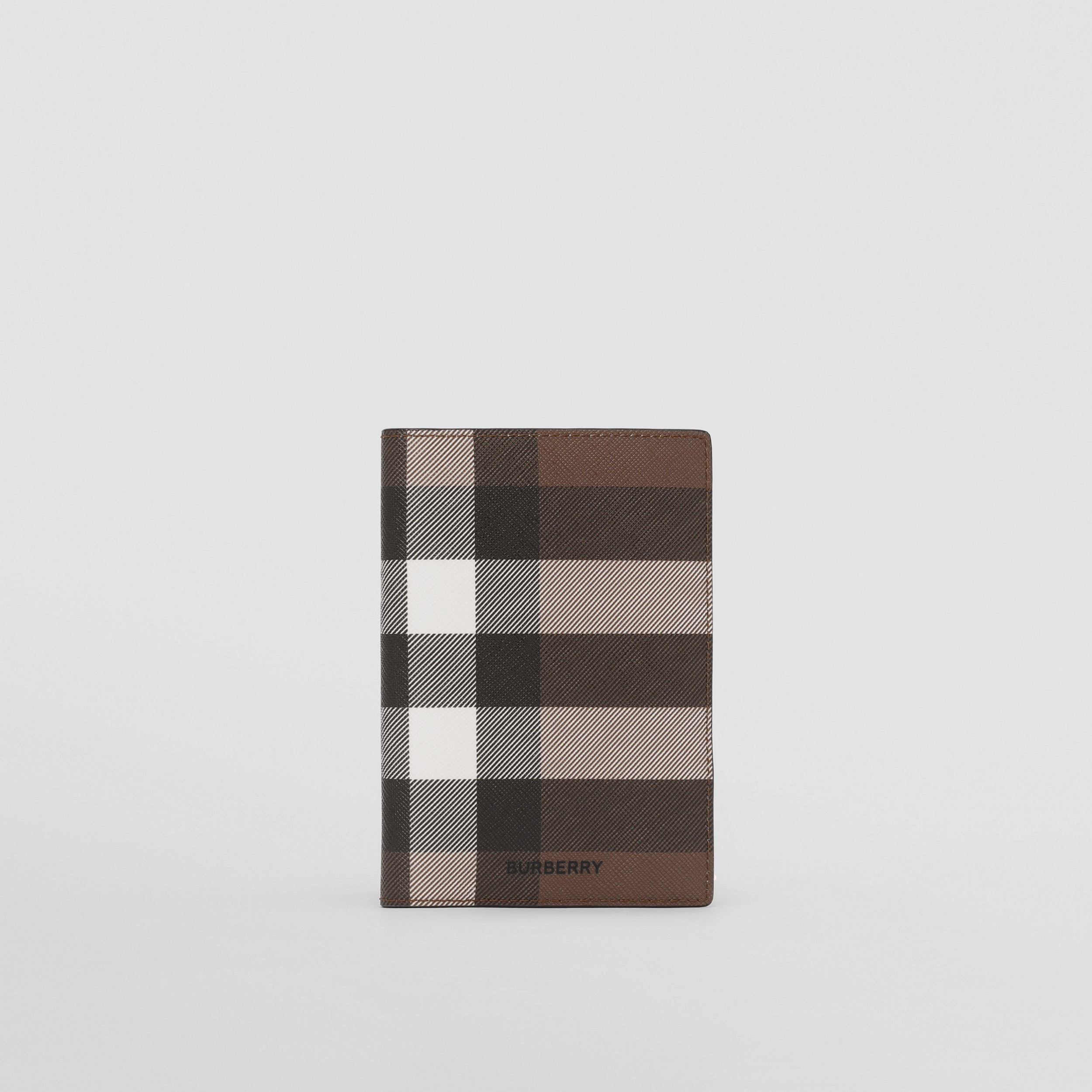 Check and Leather Passport Holder in Dark Birch Brown - Men | Burberry® Official - 4