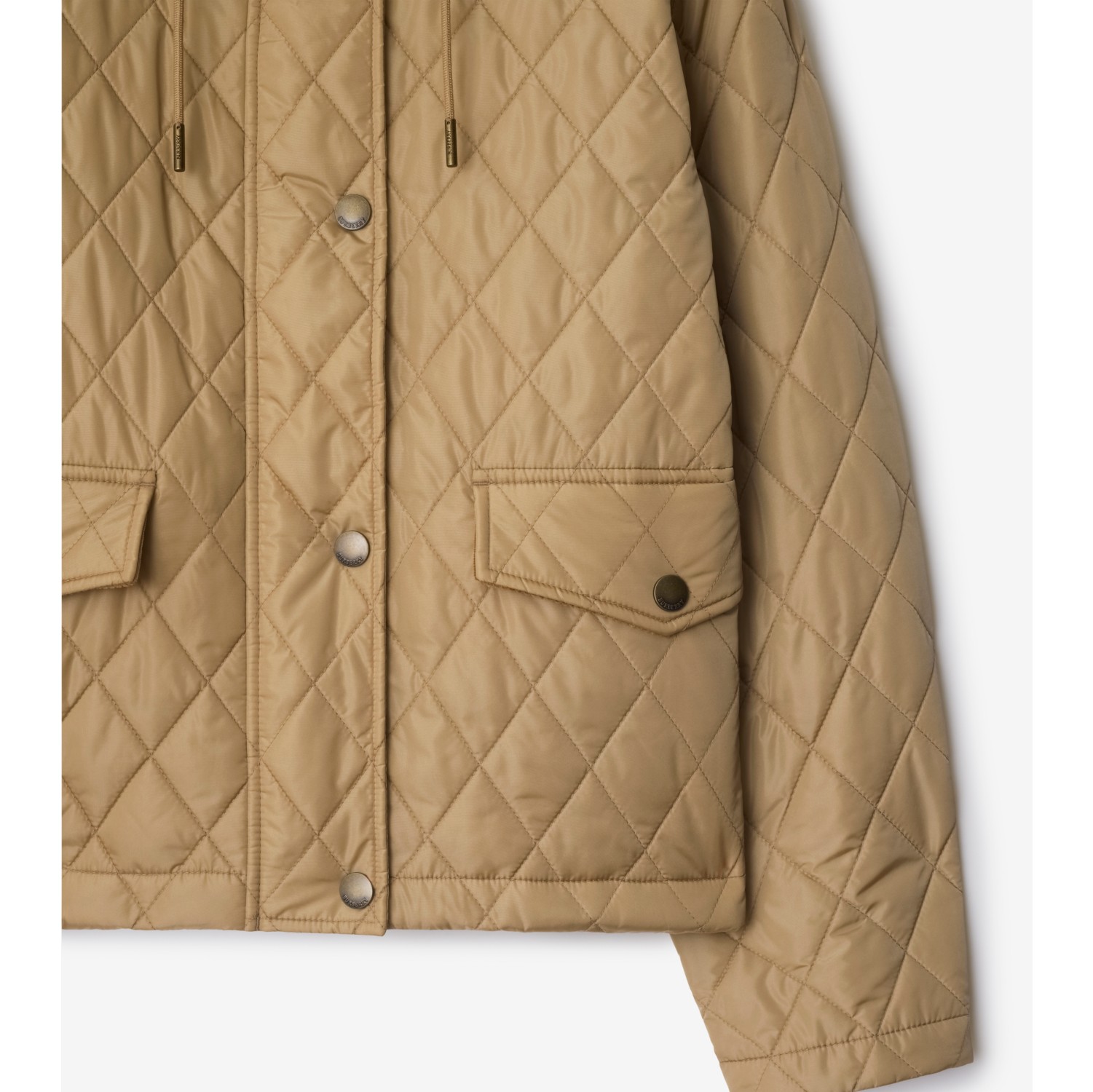 Giacca cropped in nylon trapuntato con cappuccio