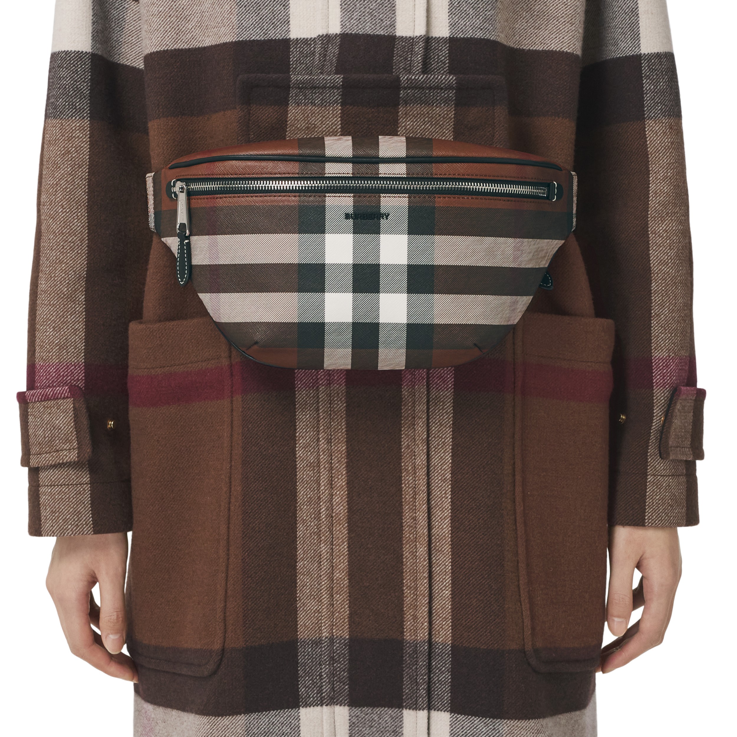 Exaggerated Check Cason Bum Bag in Dark Birch Brown Burberry® Official