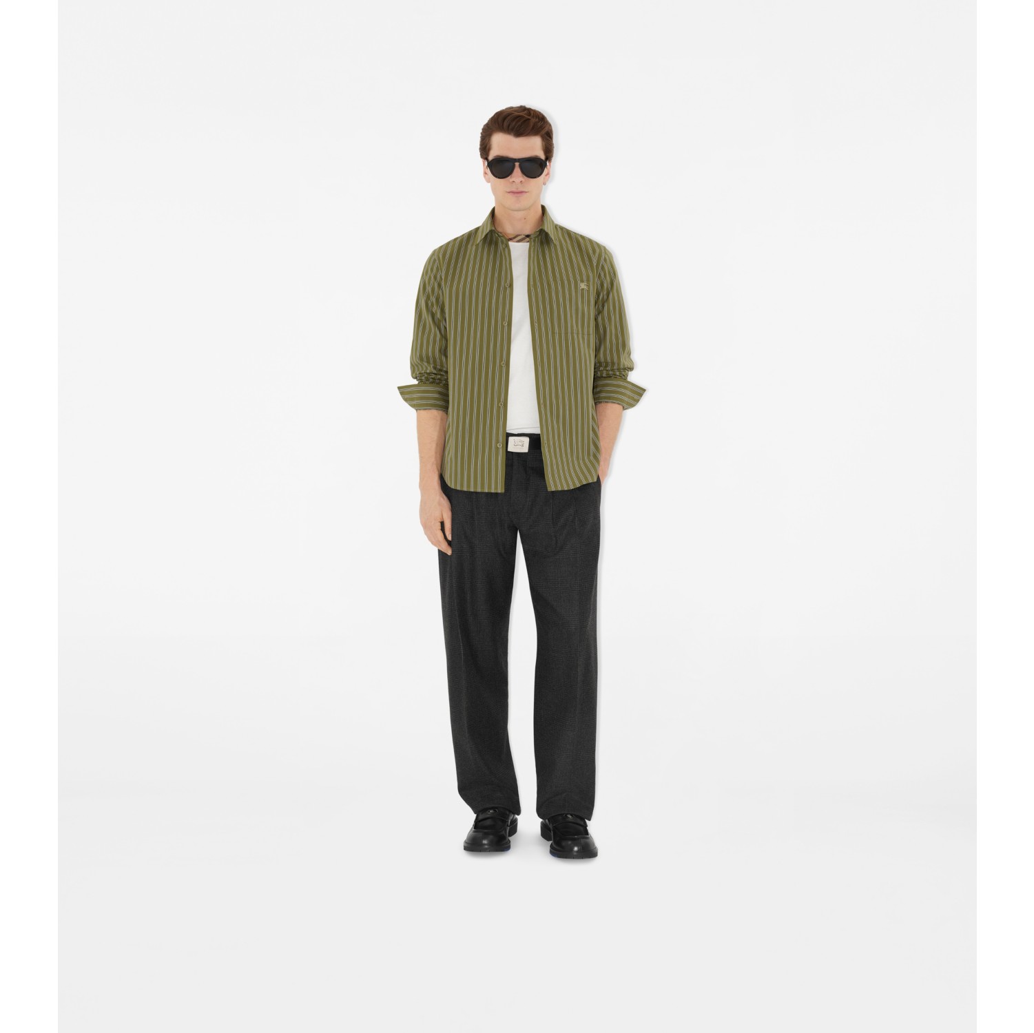 Camicia in cotone a righe con vestibilità regular