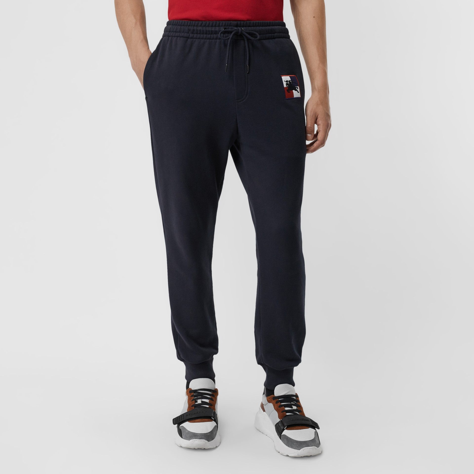 格纹马术骑士图案棉质运动裤