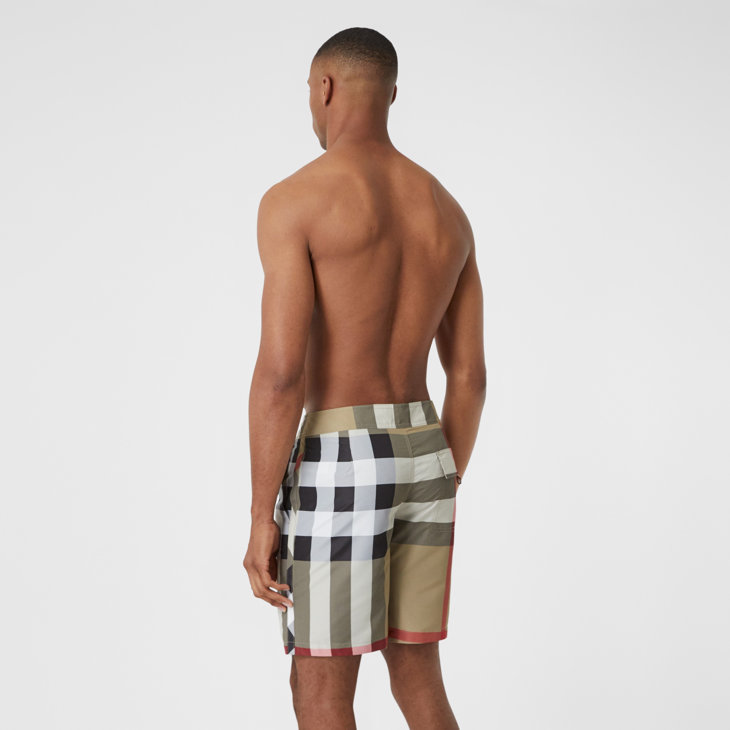 Check Drawcord Swim Shorts in Archive Beige - Men | Burberry® Official - 2