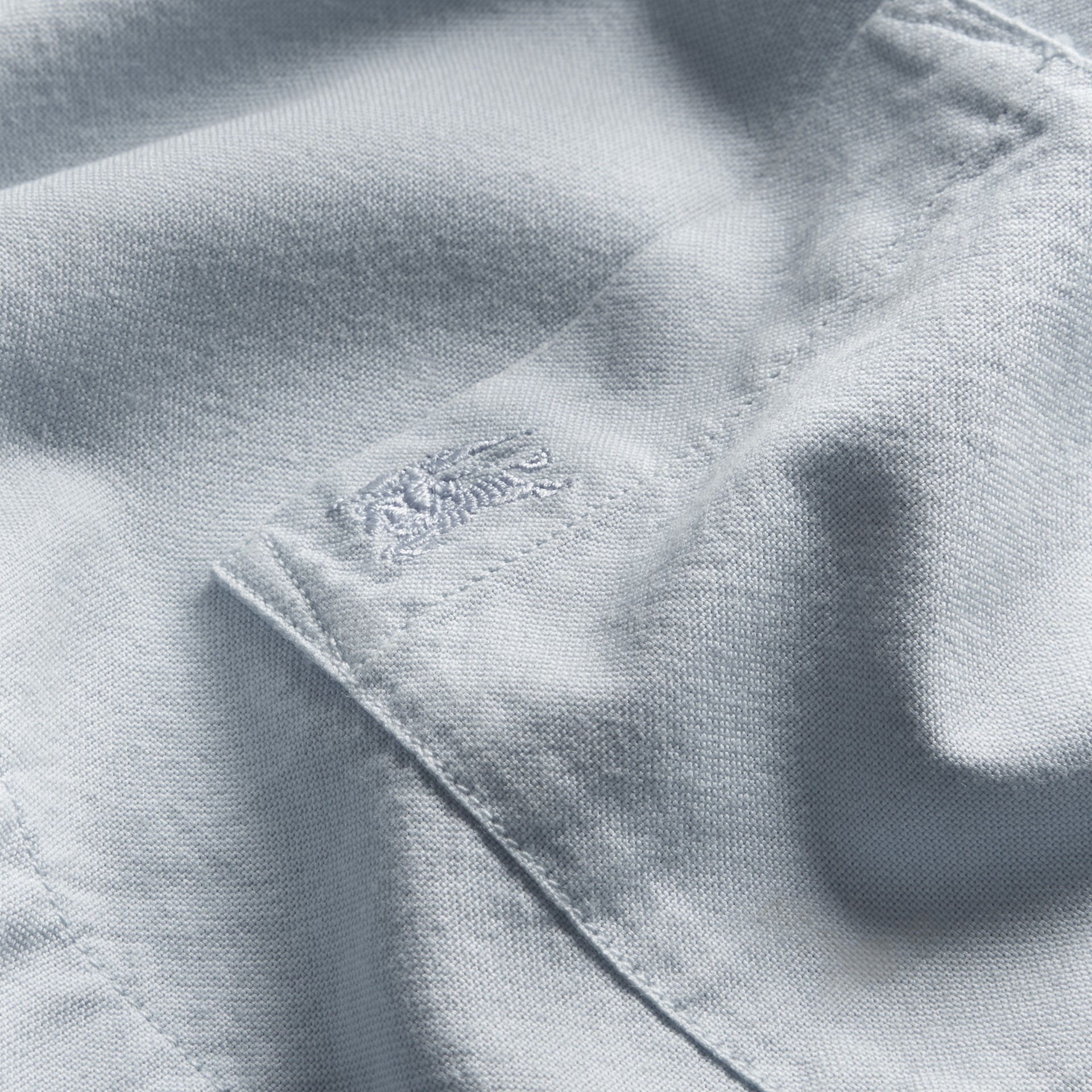 Check Detail Cotton Shirt Pale Blue | Burberry
