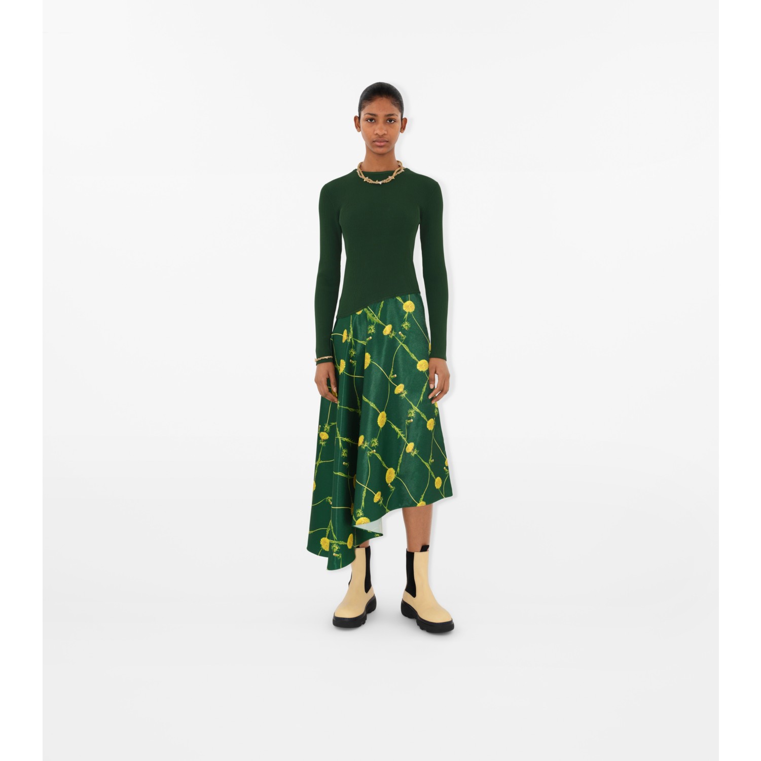Dandelion Dress in Ivy - Women, Mixed Fabrics | Burberry® Official