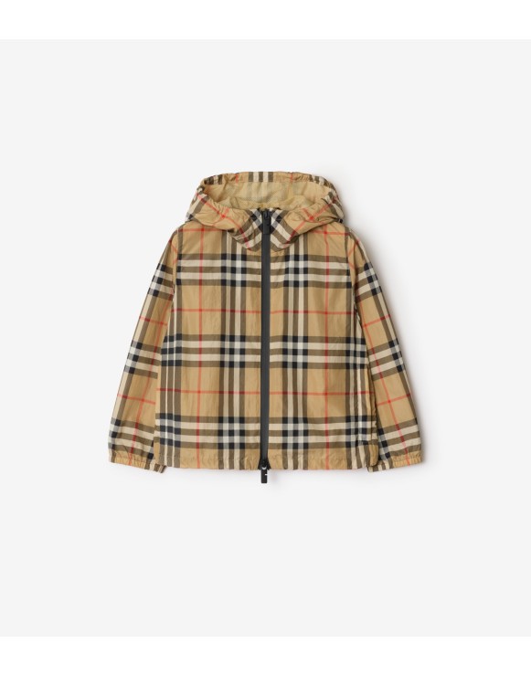 Check Nylon Hooded Jacket
