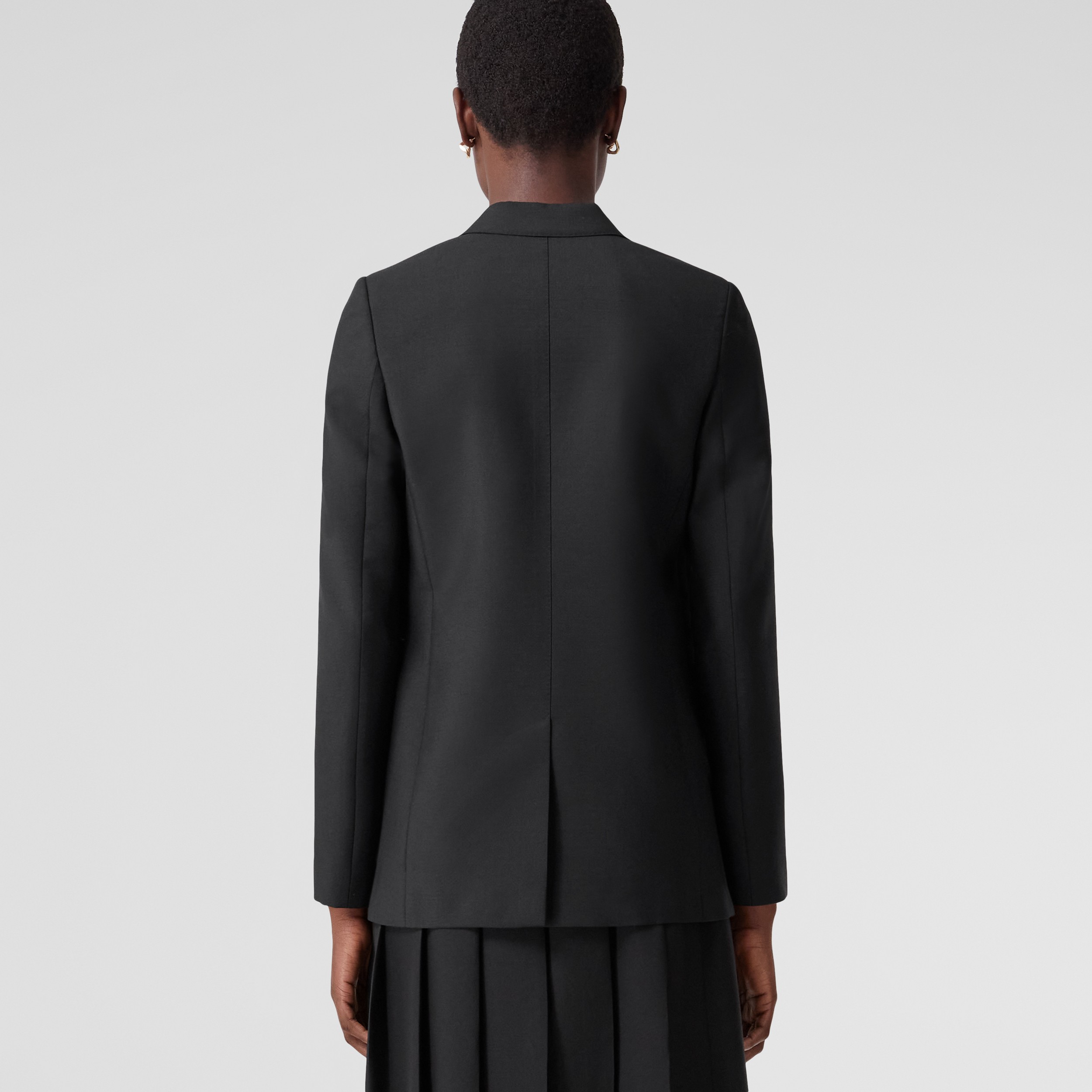 Monogram Motif Mohair Wool Tailored Jacket in Black - Women | Burberry® Official - 3