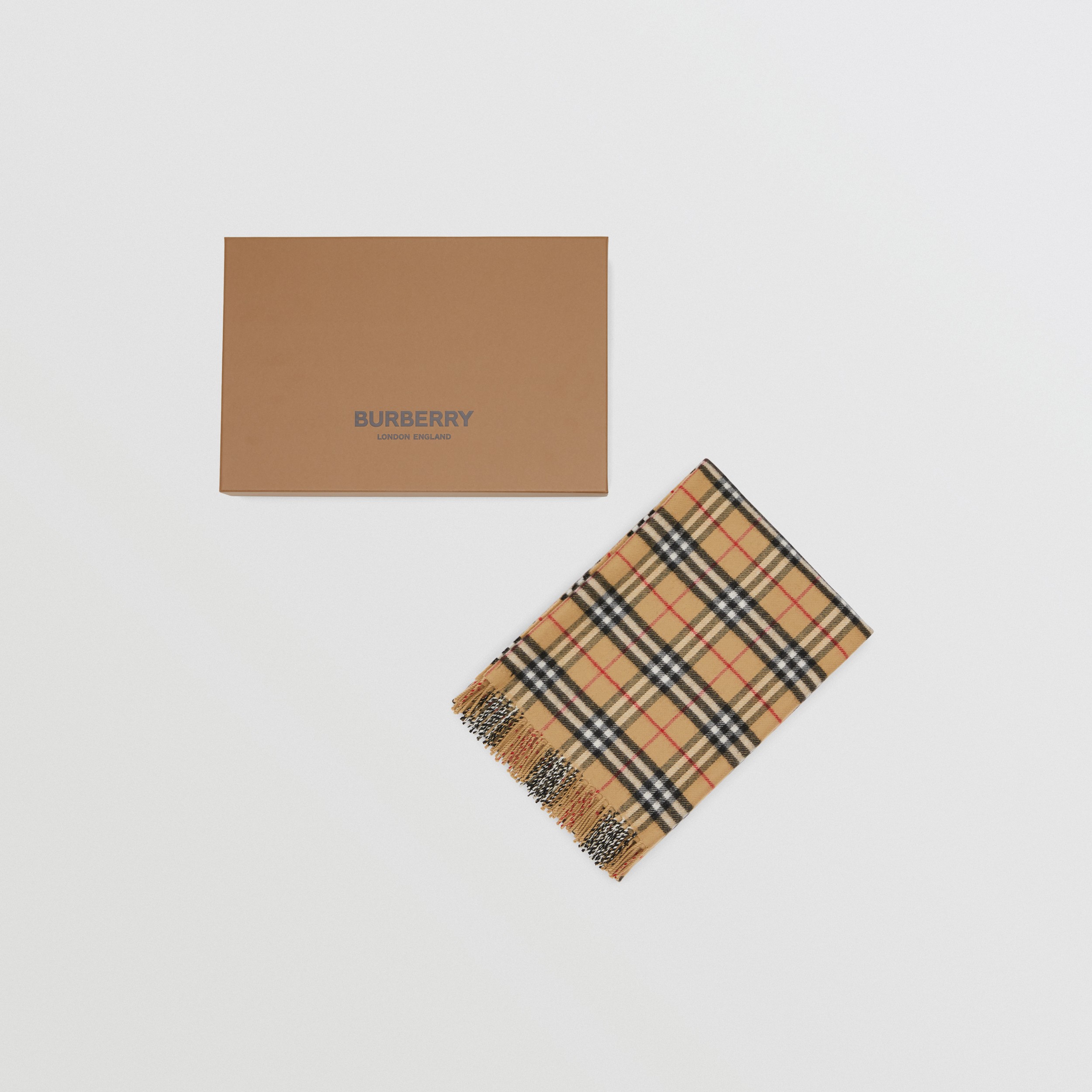 Vintage Check Wool Baby Blanket in Archive Beige - Children | Burberry® Official - 4
