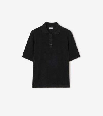 Check Trim Cotton Polo Shirt in Black - Men | Burberry® Official