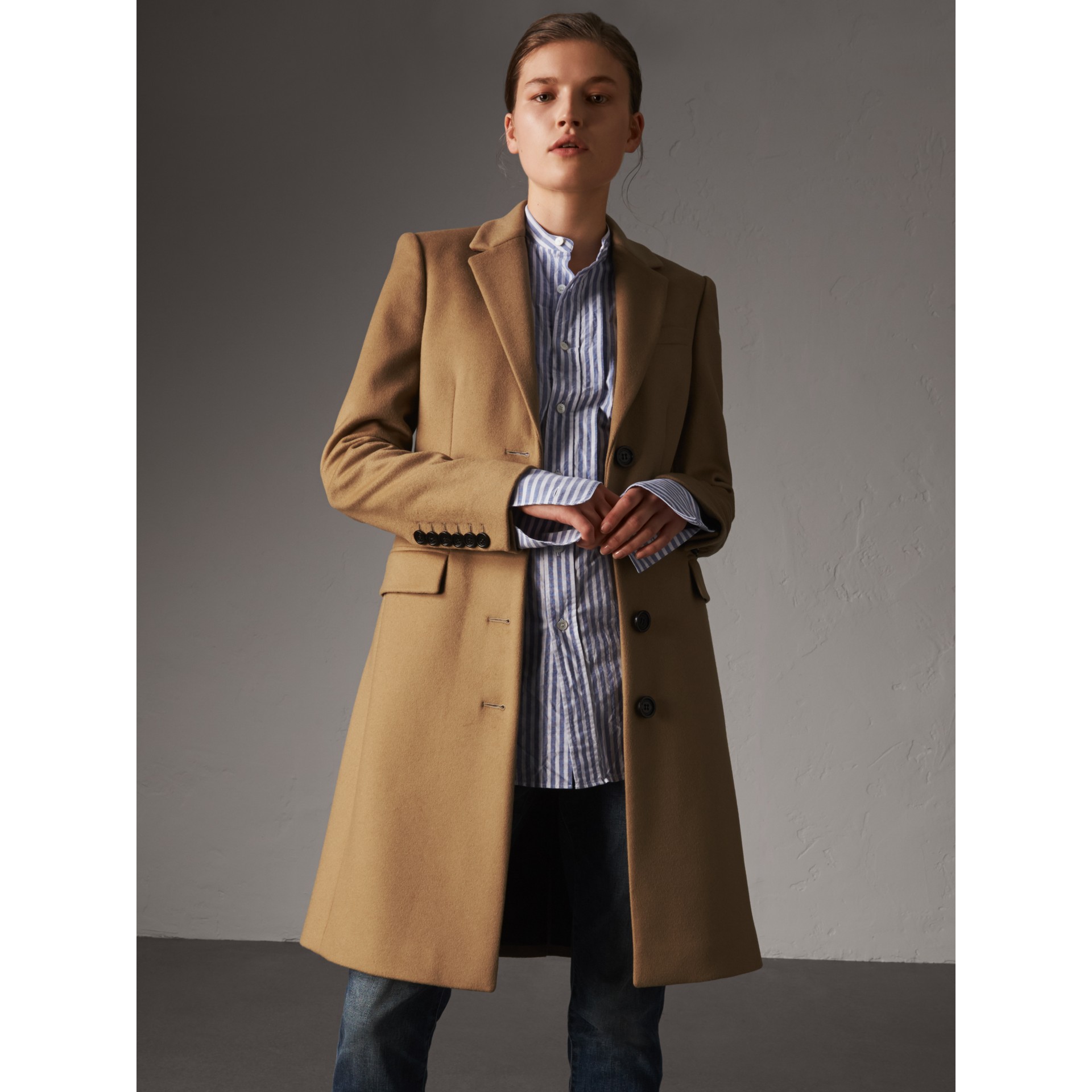 Wool Cashmere Tailored Coat in Camel - Women | Burberry United States