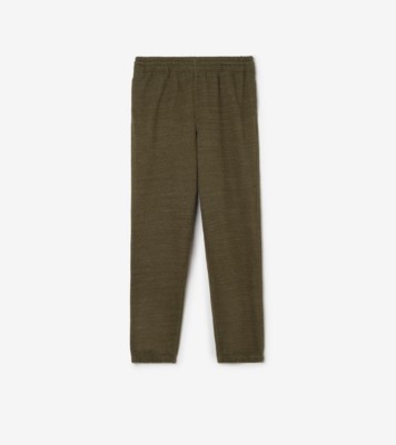 Landscape Label Cotton Jogging Pants in Thorn green melange - Men | Burberry® Official
