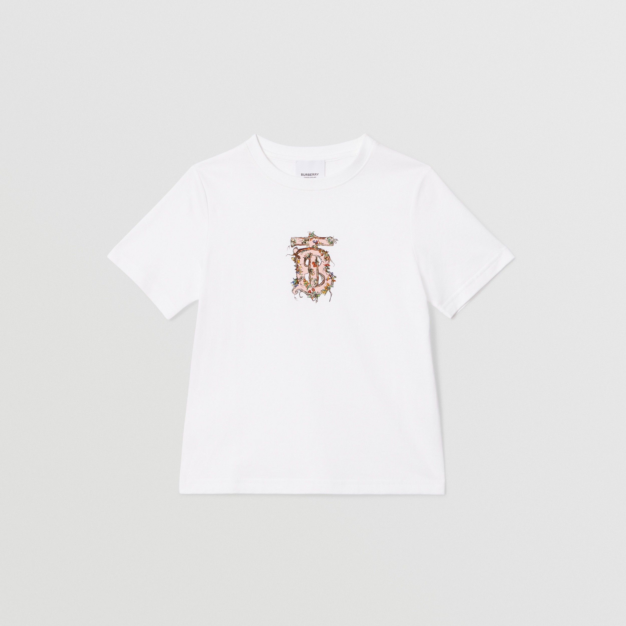 Monogram Motif Cotton T-shirt in White - Children | Burberry® Official - 1