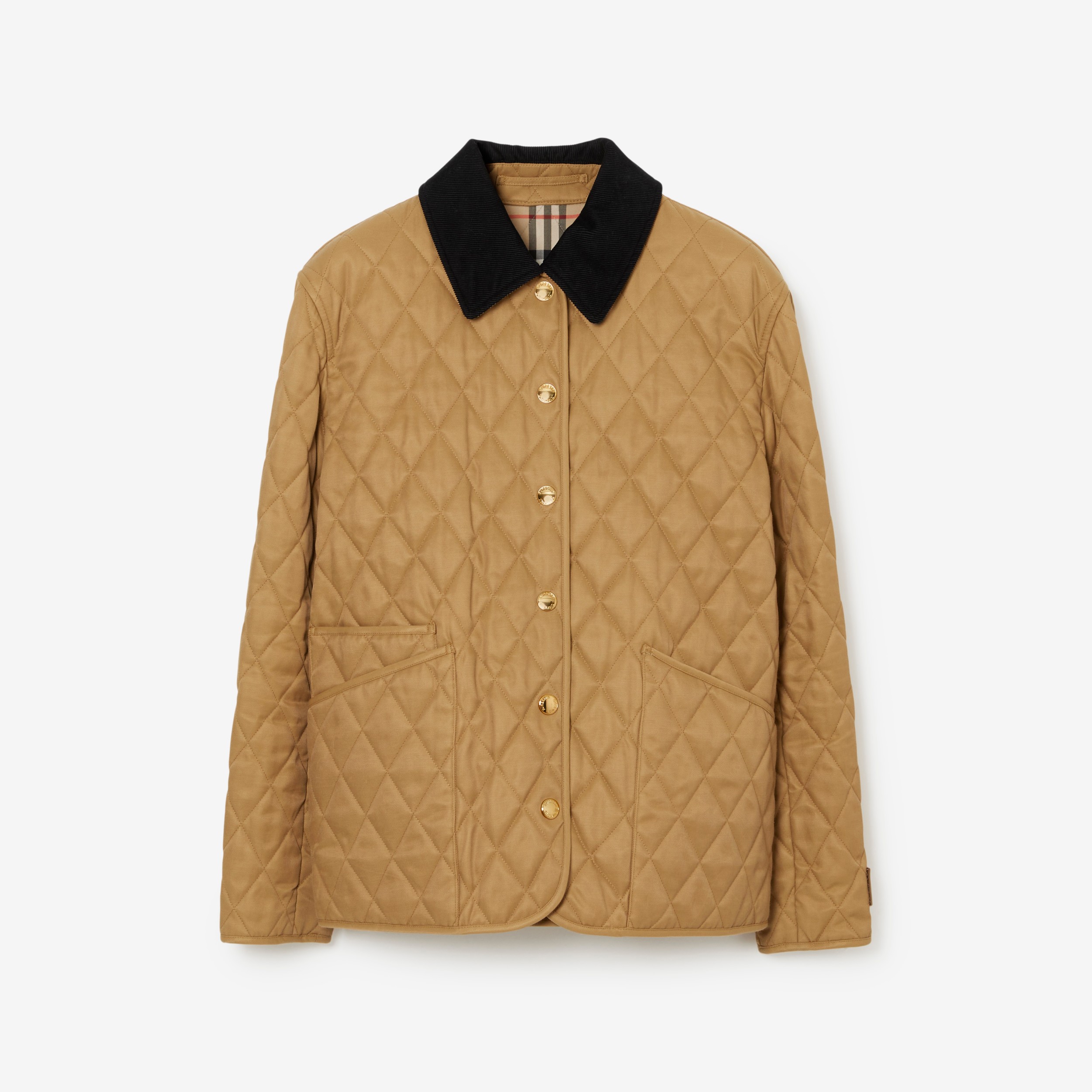 Corduroy Collar Diamond Quilted Jacket in Camel - Women | Burberry® Official - 1