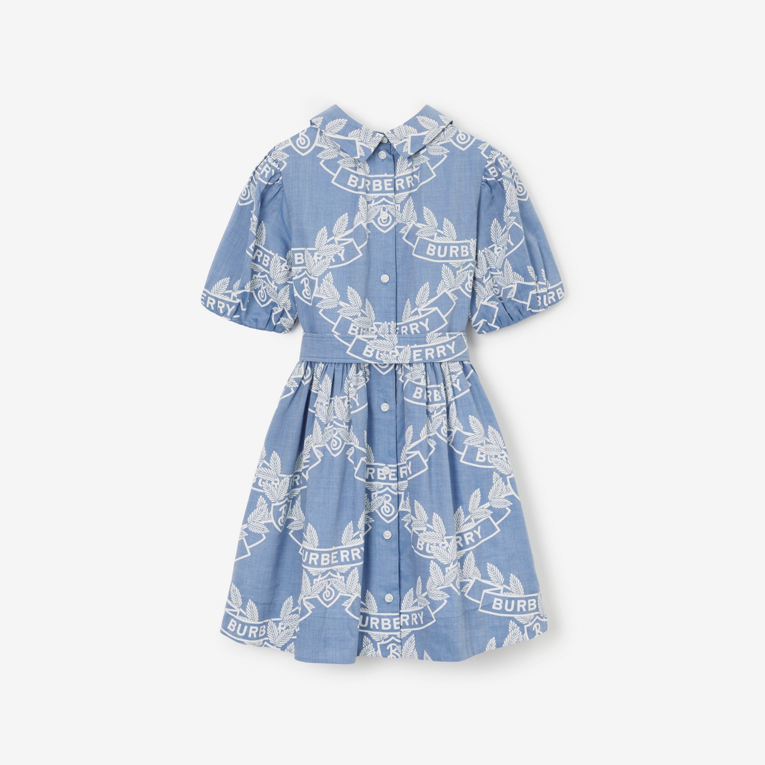 橡树叶徽章棉质连衣裙 (浅蓝色) | Burberry® 博柏利官网
