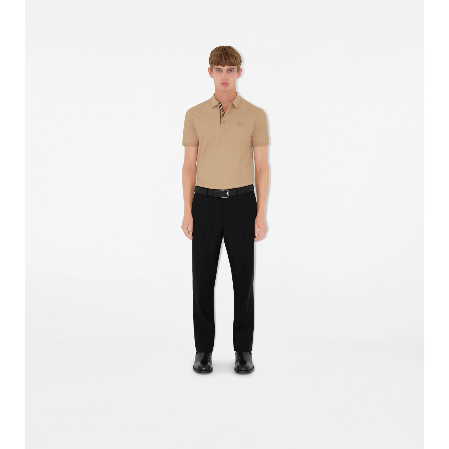 Cotton Polo Shirt in Soft fawn Men Burberry Official