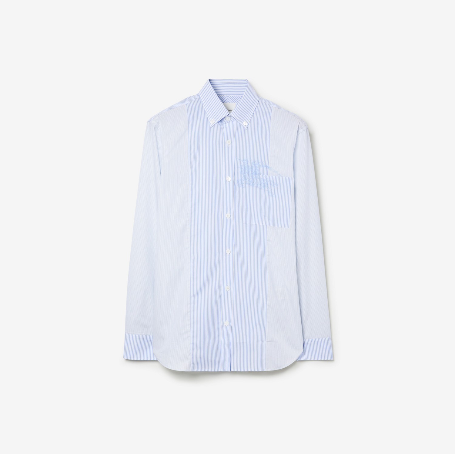 모노그램 EKD 코튼 슬림핏 셔츠 (블루) - 남성 | Burberry®