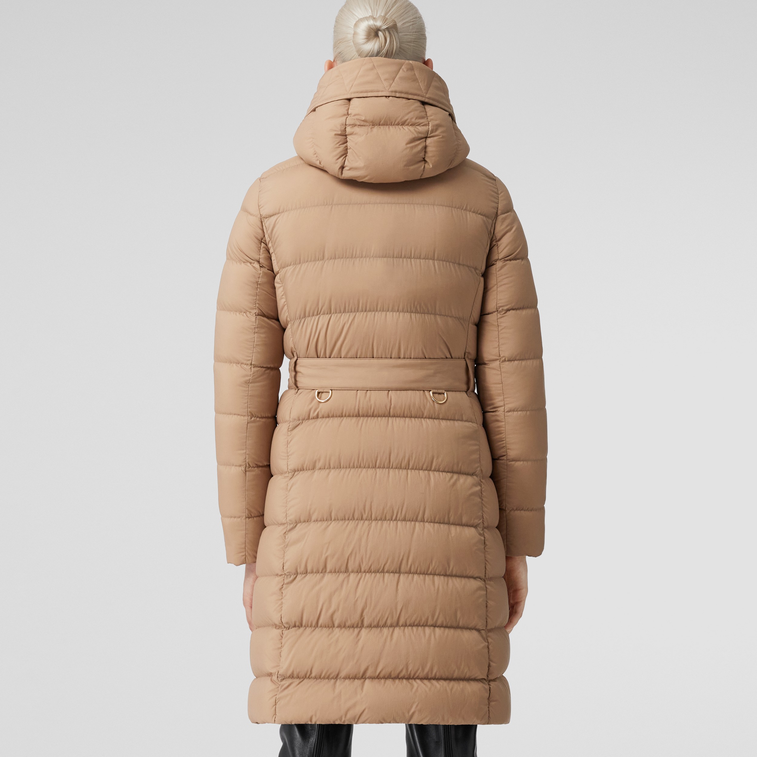 Detachable Hood Nylon Down-filled Coat in Muted Brown - Women | Burberry® Official - 3