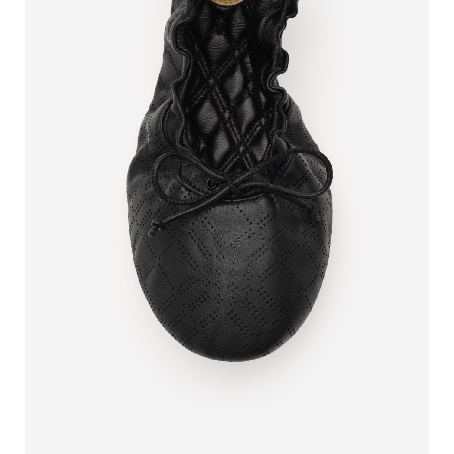 Check Leather Fawn Ballerinas​ in Black - Women | Burberry® Official