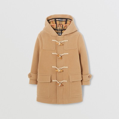burberry vintage check detail wool blend hooded duffle coat