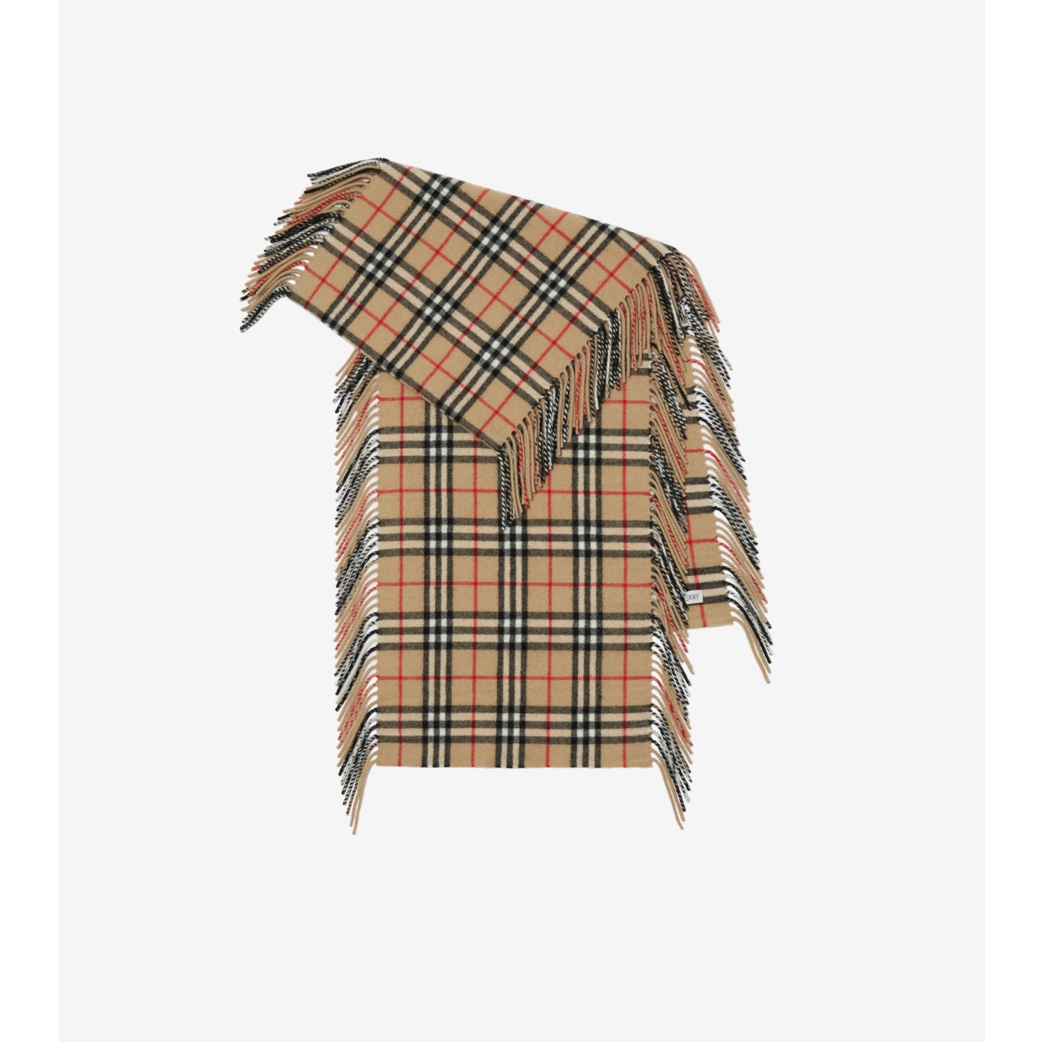 Burberry fringed checked cashmere sale scarf