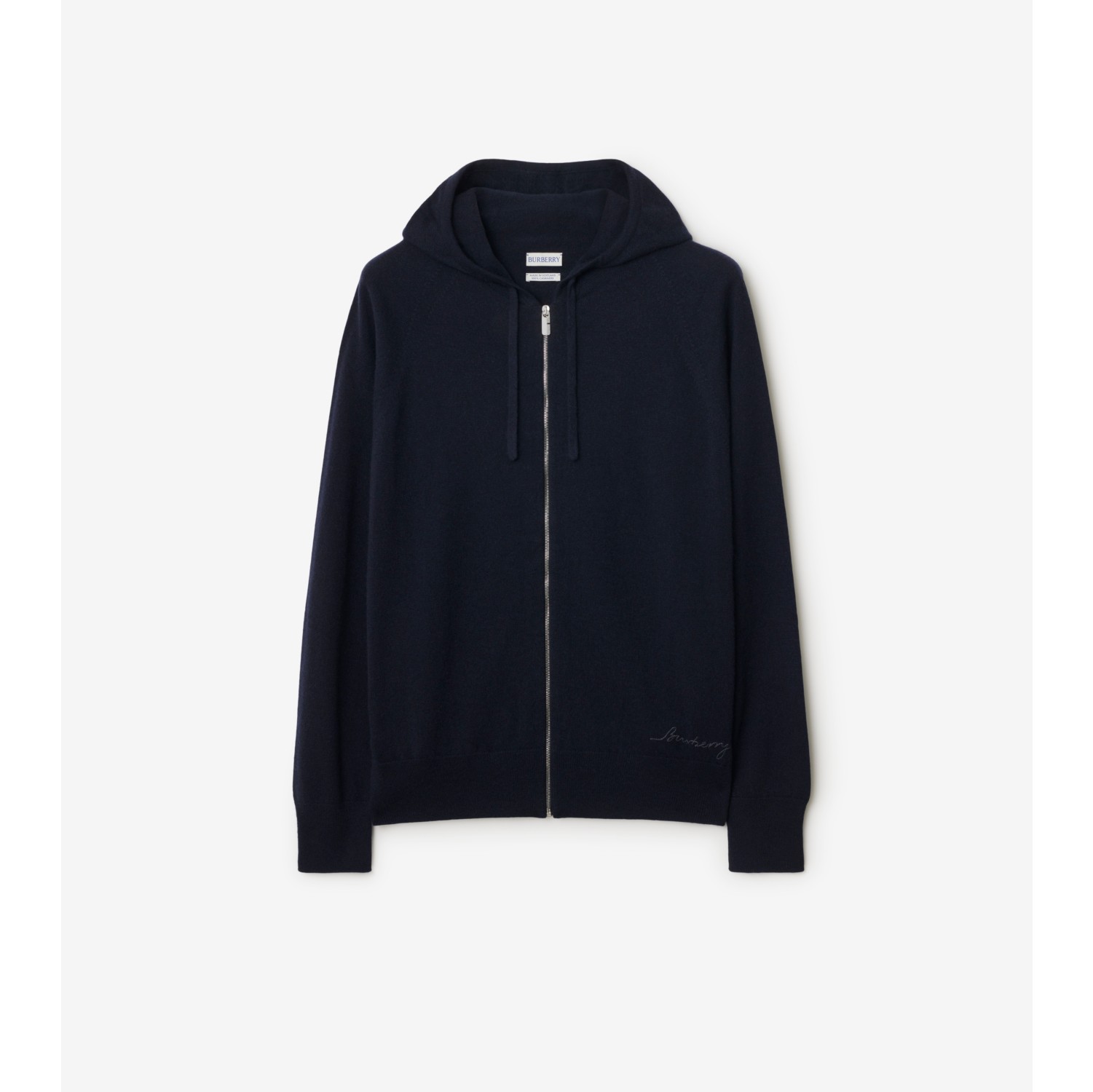 Blusa de moletom em mescla de cashmere com capuz e zíper
