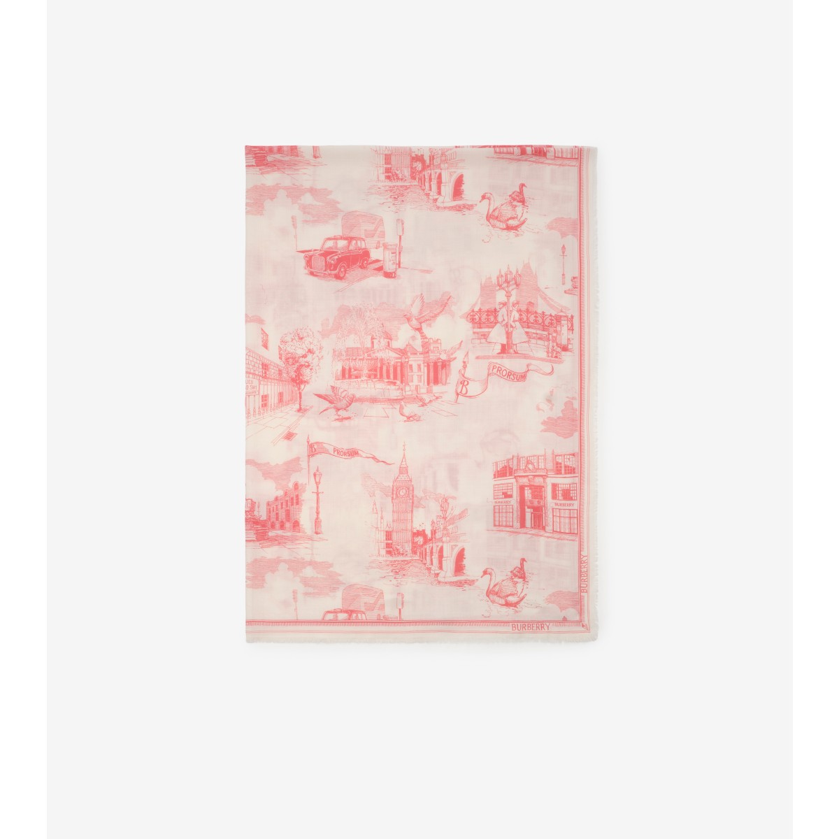  Printed London Landmarks Wool Silk Scarf