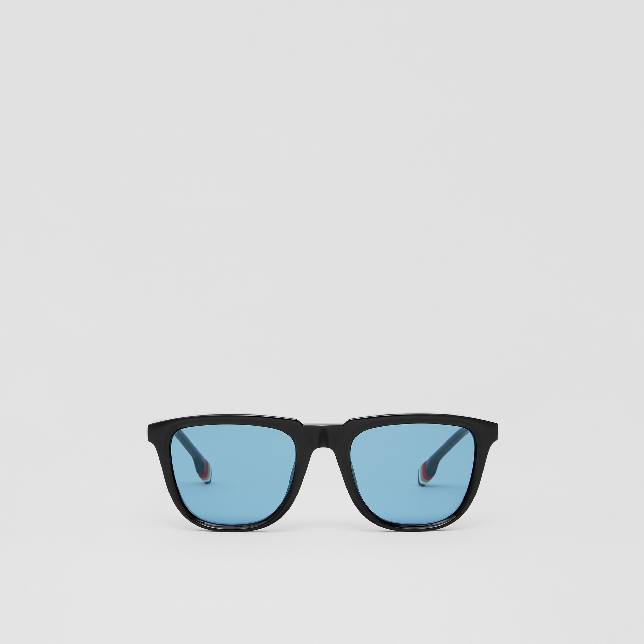 Stripe Detail Square Frame Sunglasses in Black/blue - Men | Burberry® Official - 1