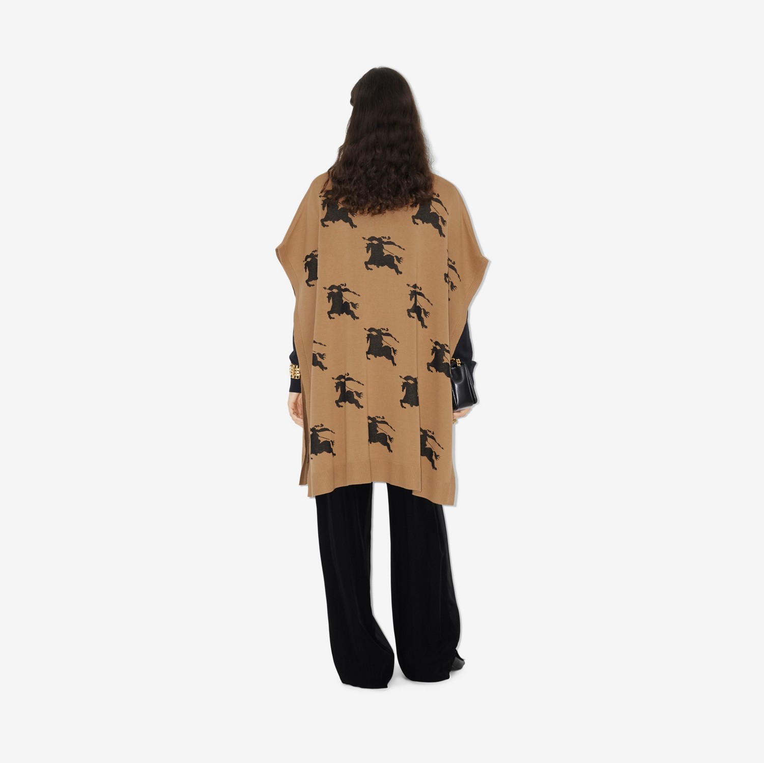 Capa de algodão e seda com estampa EKD em jacquard (Camel) - Mulheres | Burberry® oficial