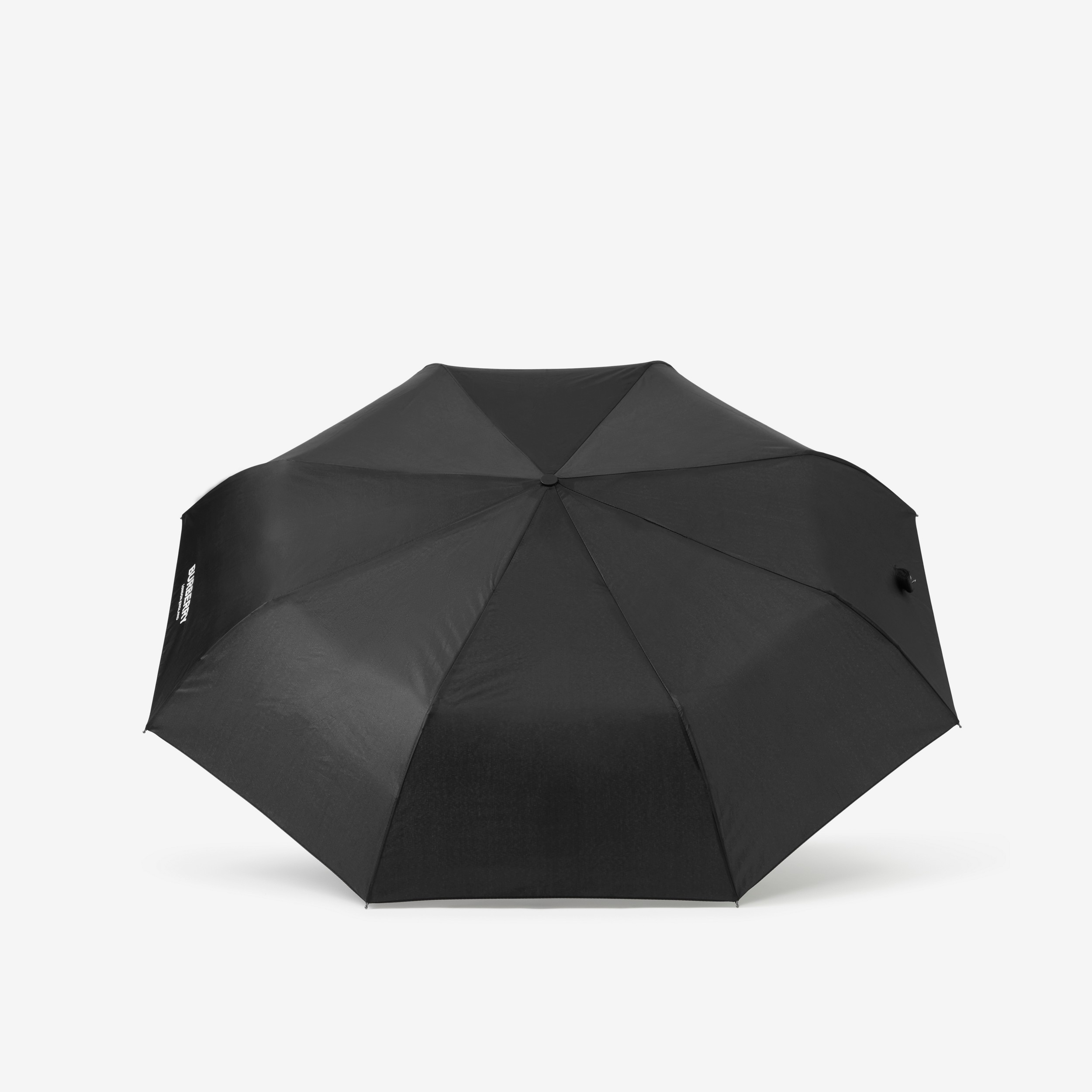Logo Print Folding Umbrella in Black | Burberry® Official - 3