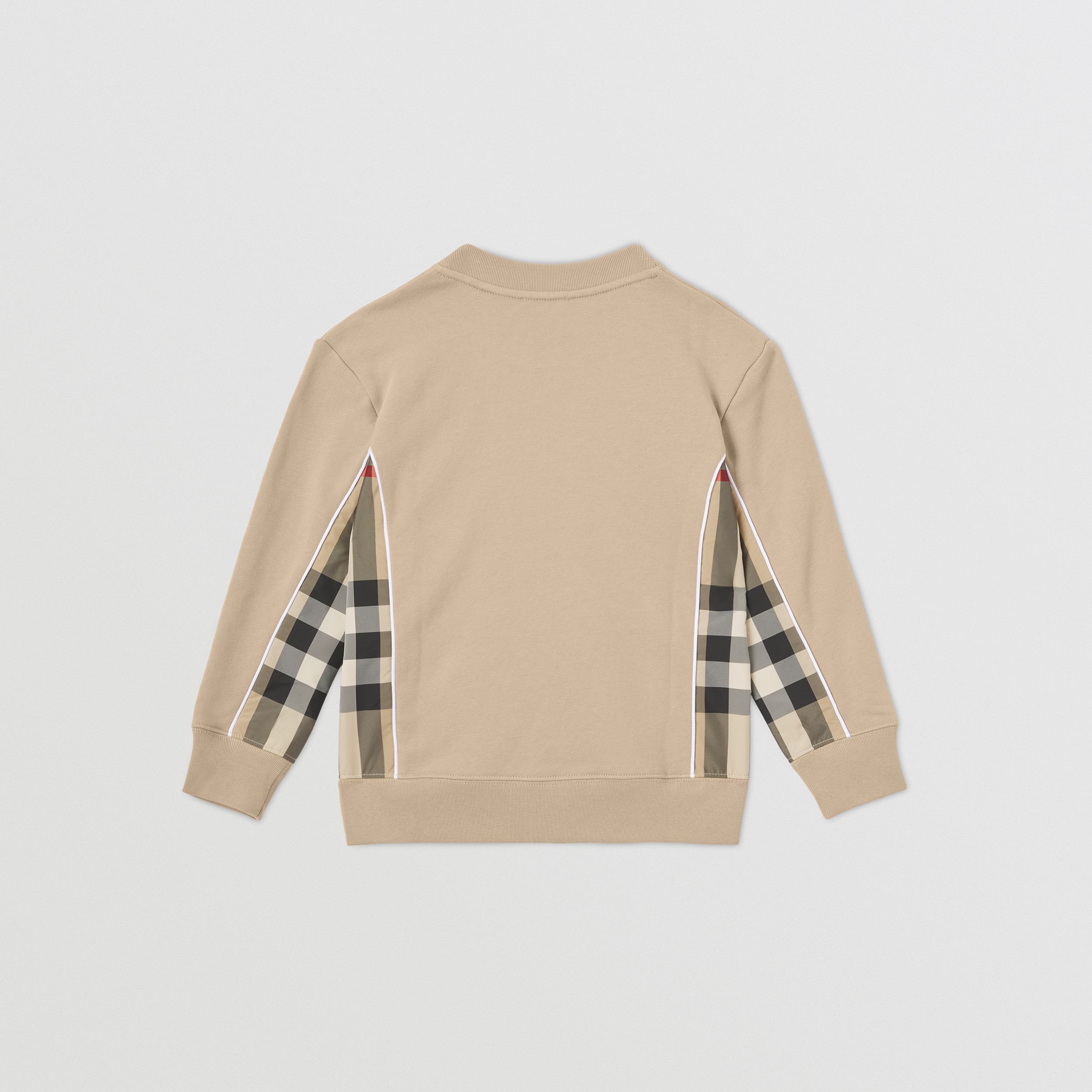 Check Panel Cotton Sweatshirt in Archive Beige | Burberry® Official - 4