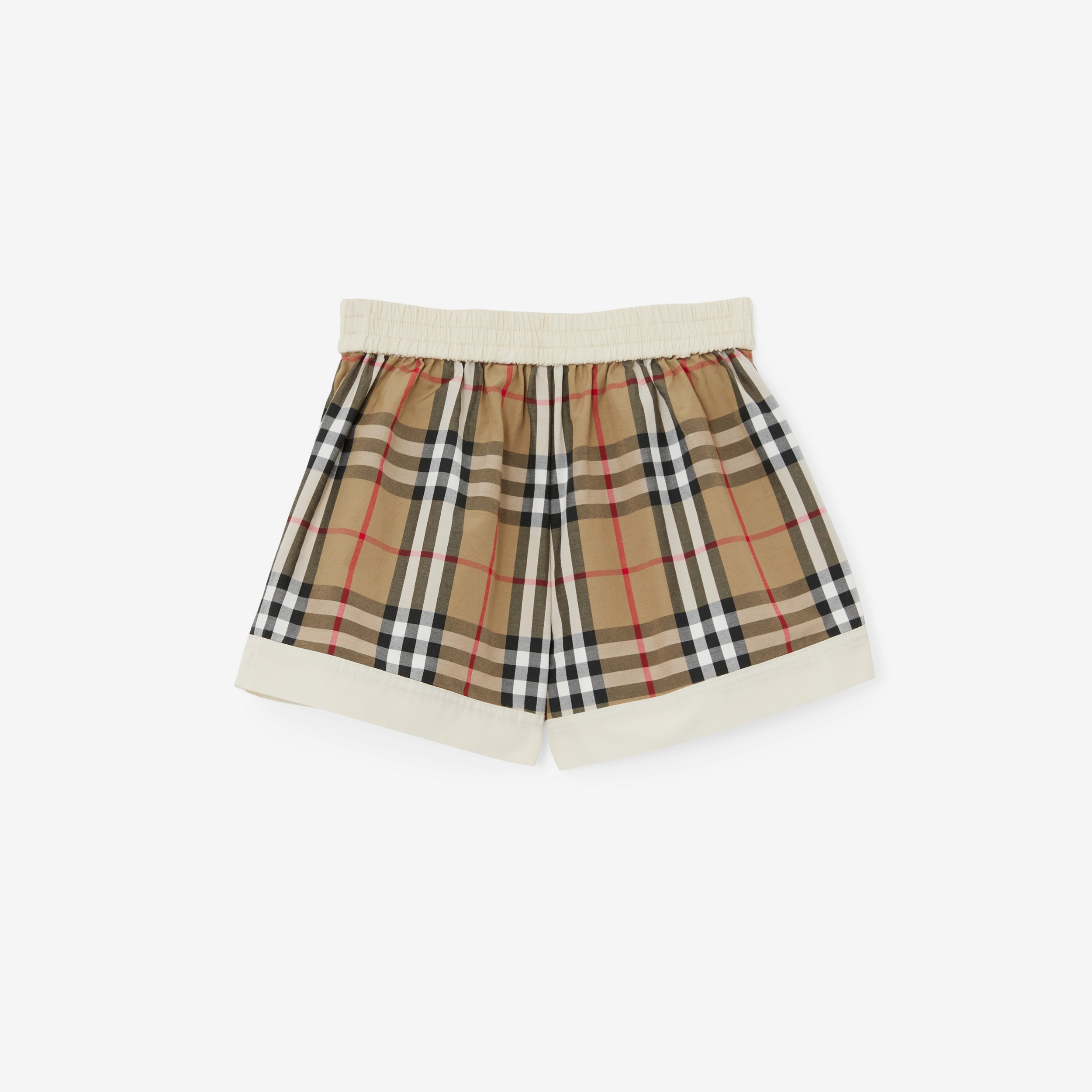 Vintage Check Panel Cotton Blend Shorts in Pale Cream - Children | Burberry® Official - 2