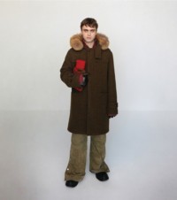 Wool and faux fur duffle coat in kindle melange 