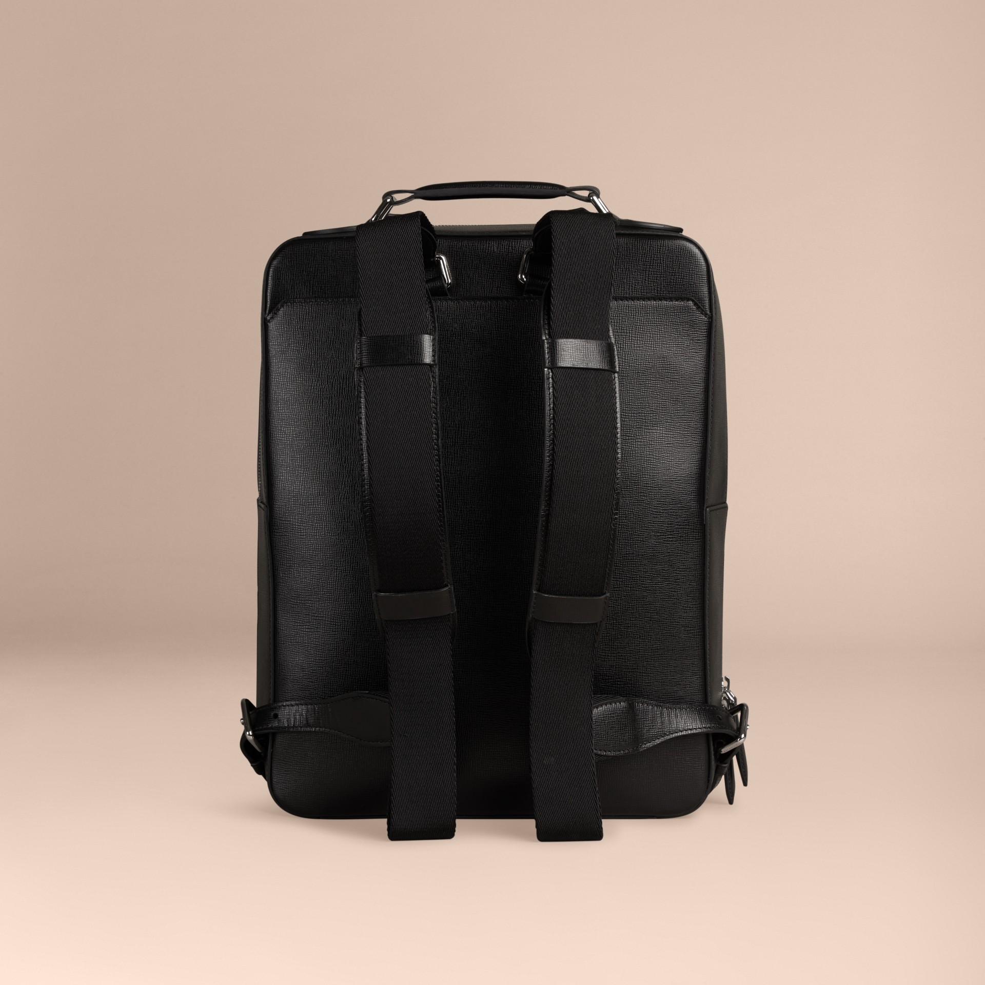 London Leather Backpack Black Burberry