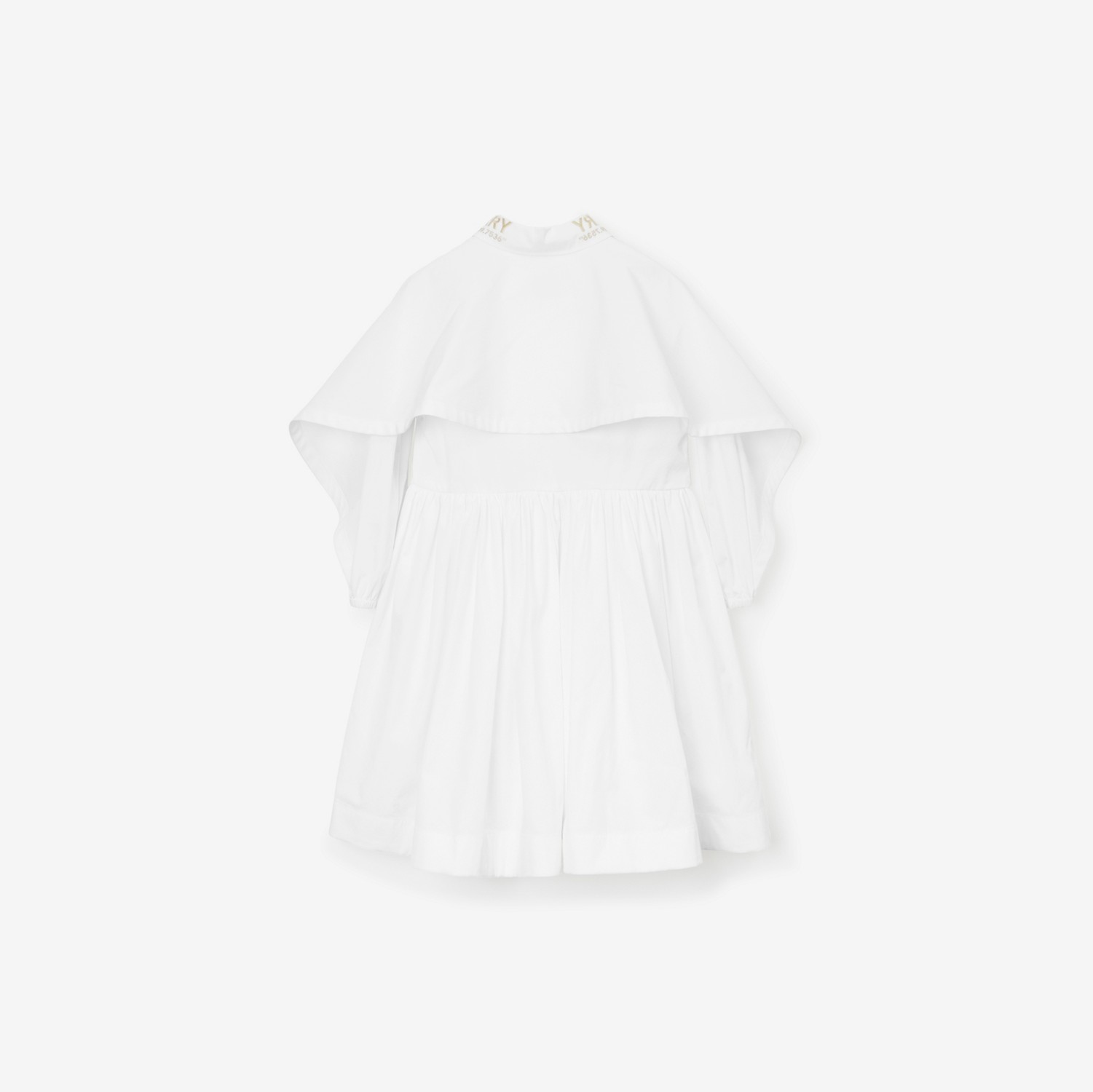 케이프 디테일 스트레치 코튼 포플린 드레스 (화이트) | Burberry®