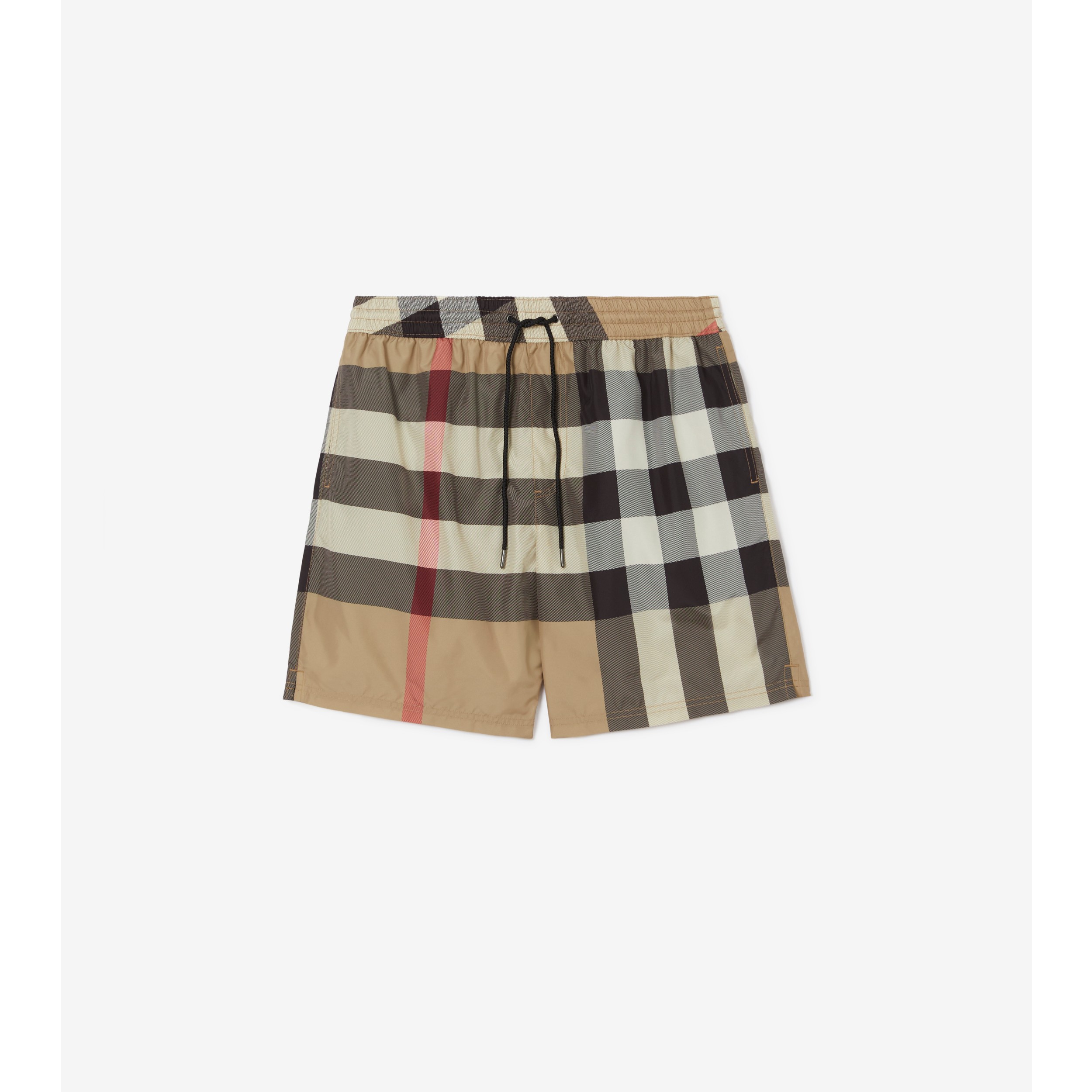 Exaggerated Check Drawcord Swim Shorts in Archive Beige - Men | Burberry®  Official