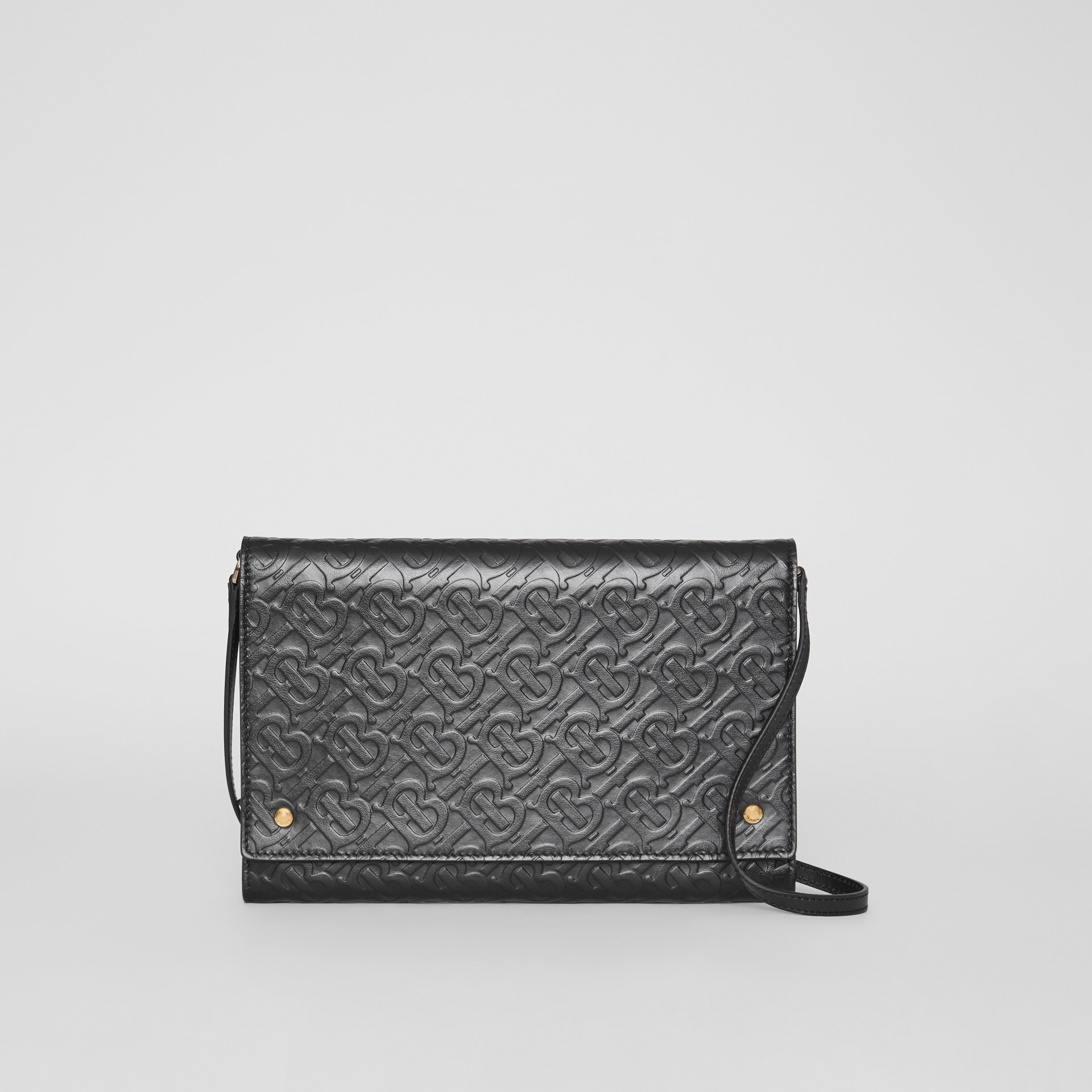Monogram Leather Bag With Detachable Strap In Black Women Burberry United States
