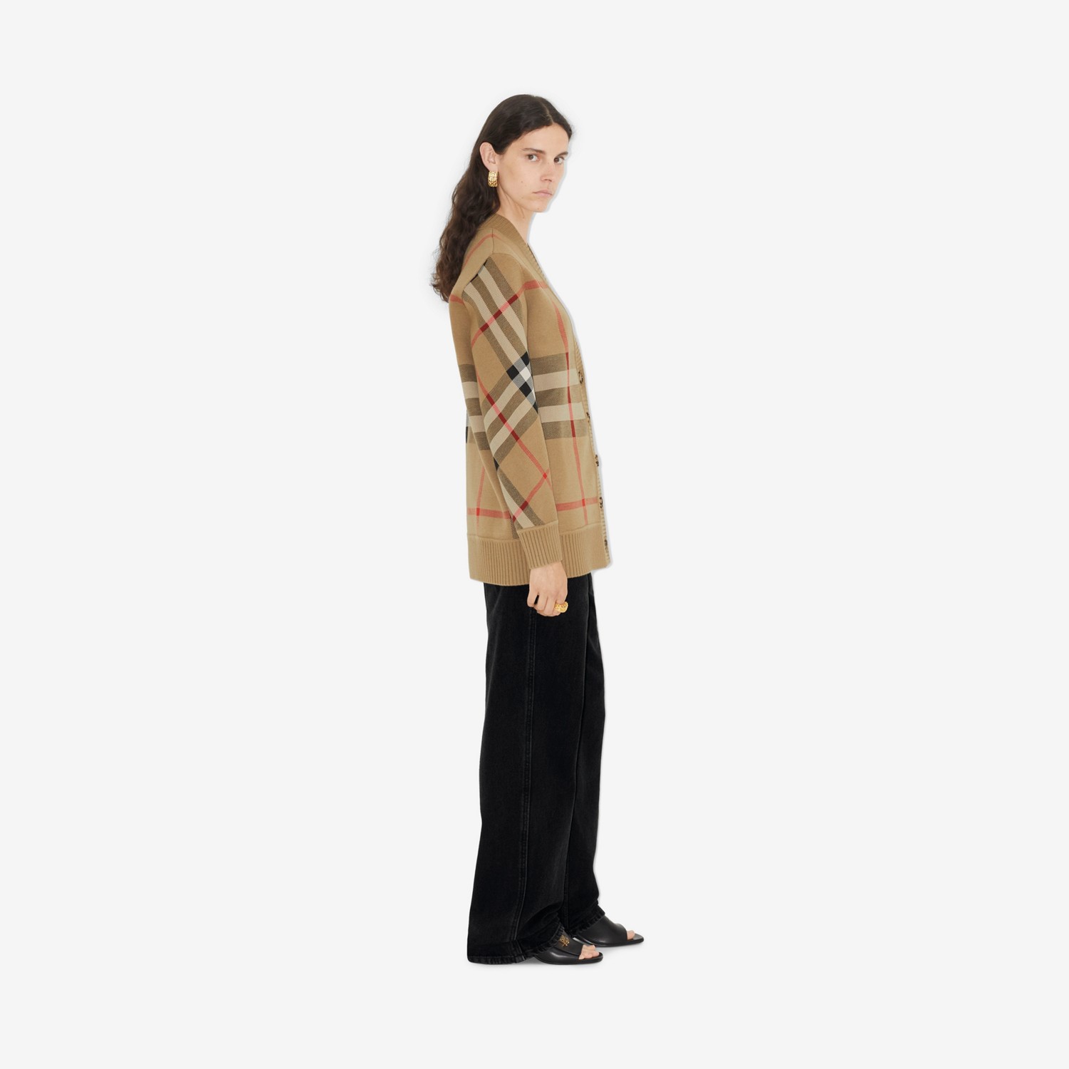 Cardigan en laine mélangée Check (Beige D'archive) - Femme | Site officiel Burberry®