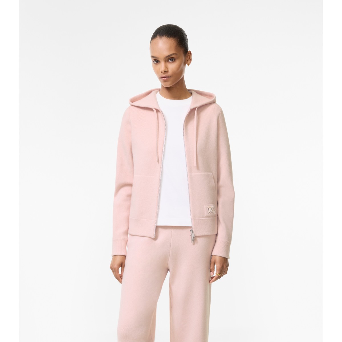  Embroidered Cashmere Blend Zip Hoodie