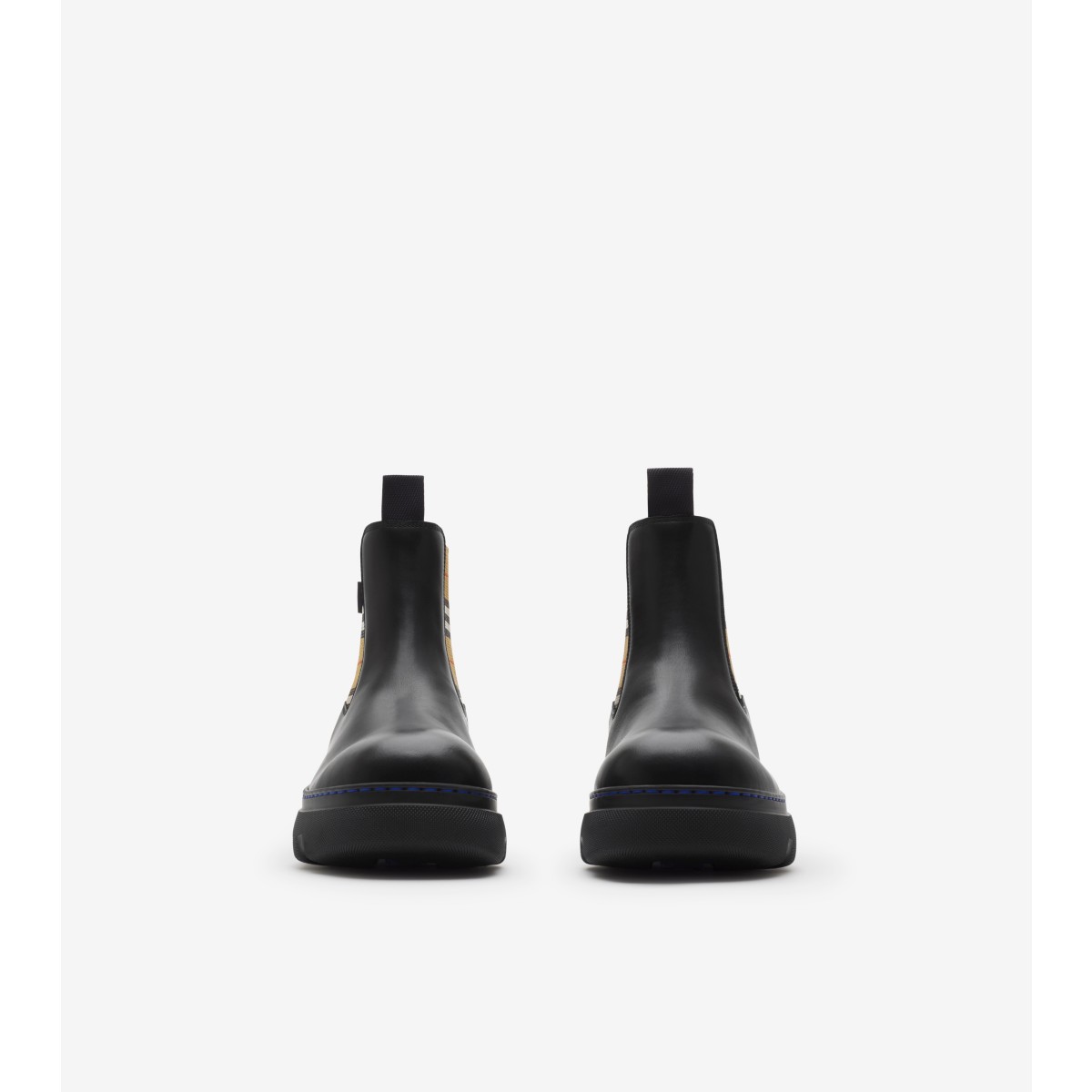  Check Leather Creeper Low Chelsea Boots