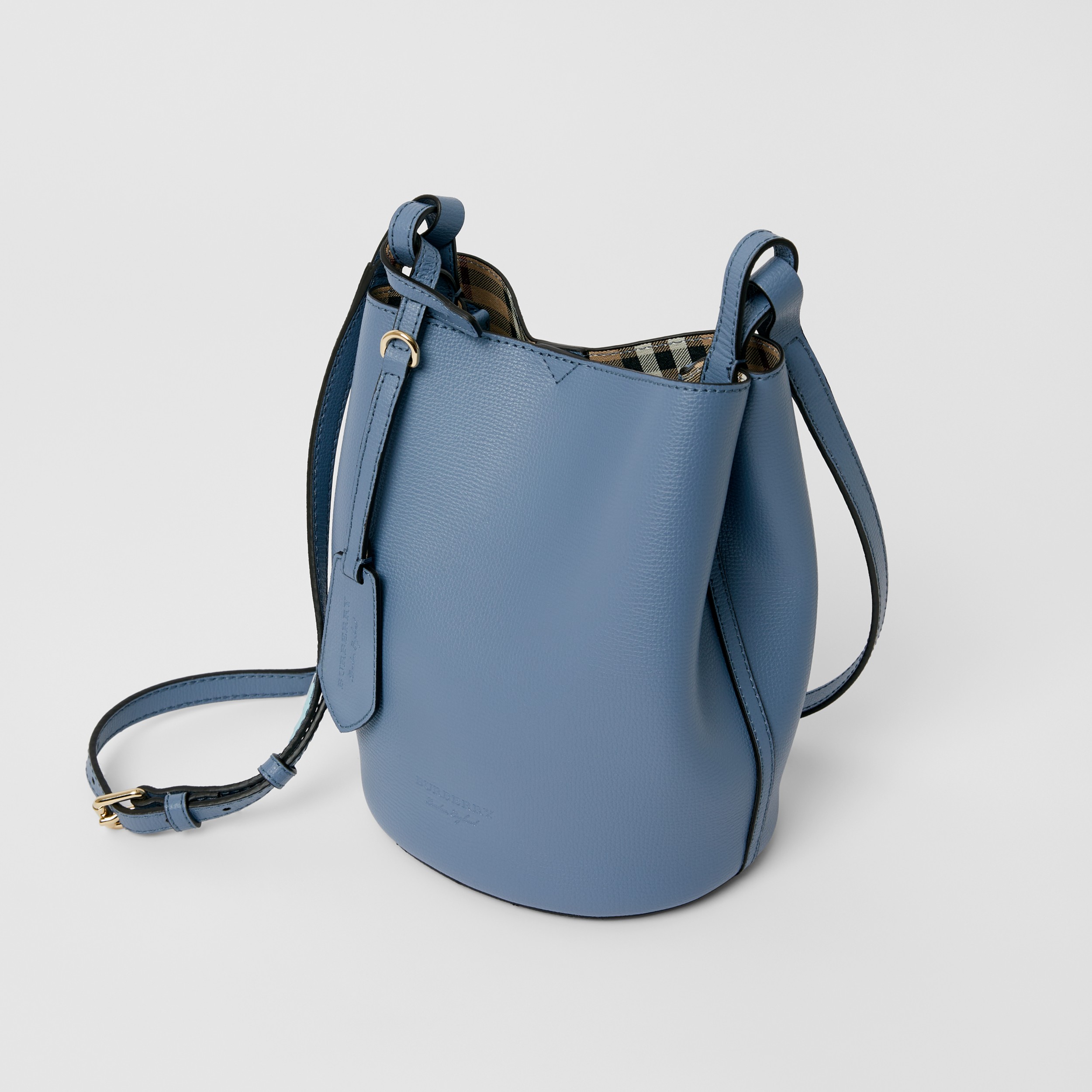 Leather Crossbody Bucket Bag in Slate Blue Women Burberry Canada