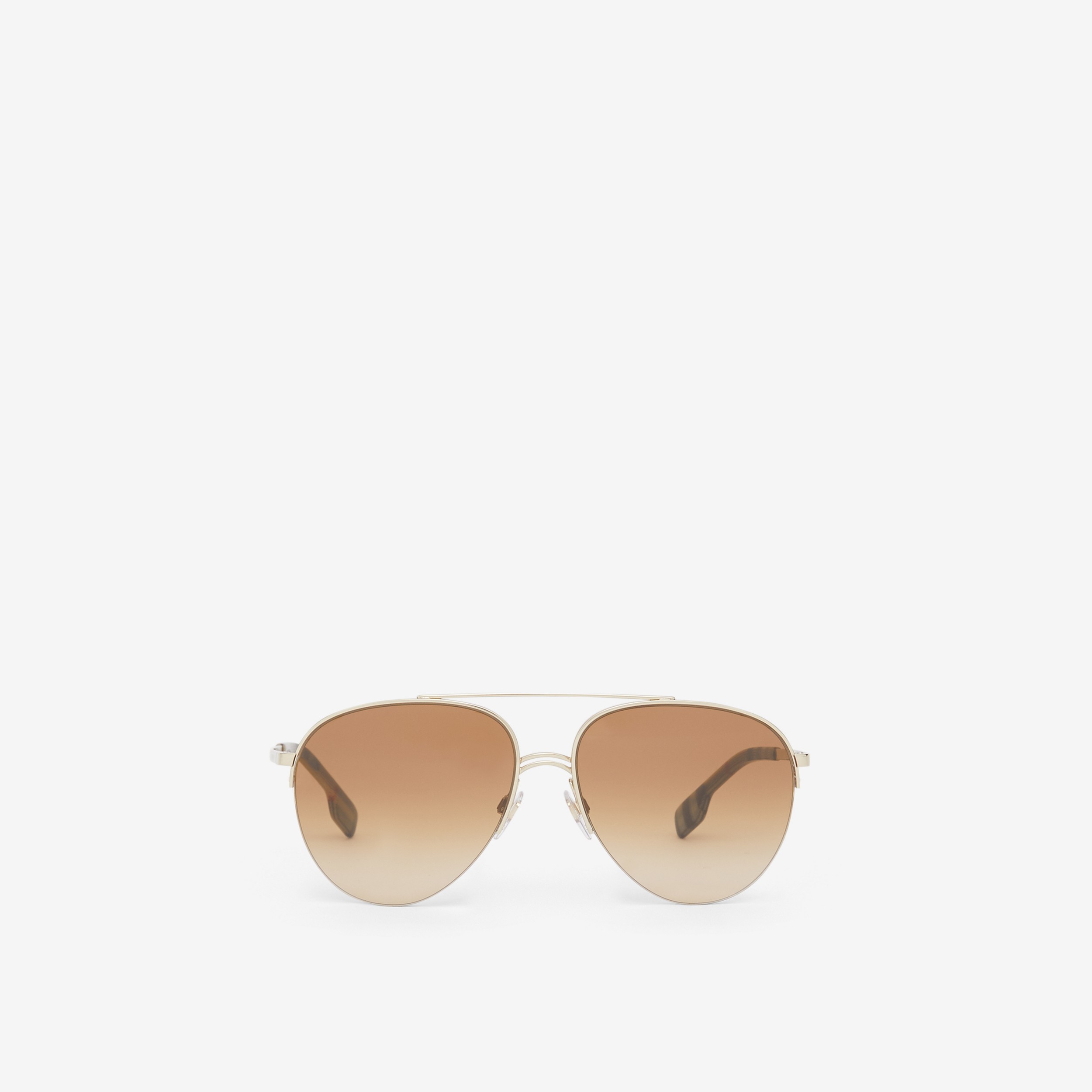 Vintage Check Detail Pilot Sunglasses in Light Brown - Women | Burberry® Official - 1