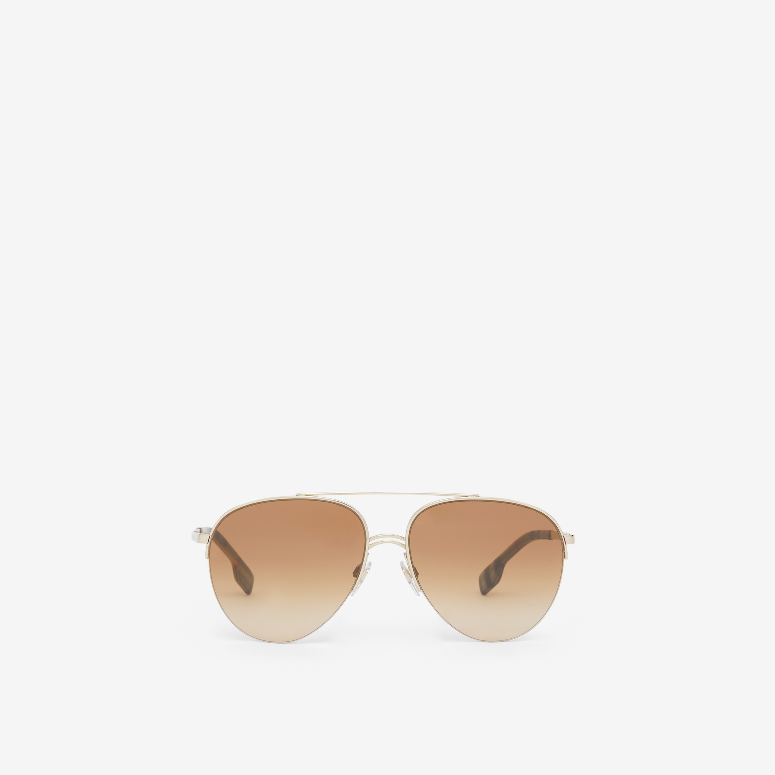 Vintage Check Detail Pilot Sunglasses in Light Brown - Women | Burberry®  Official