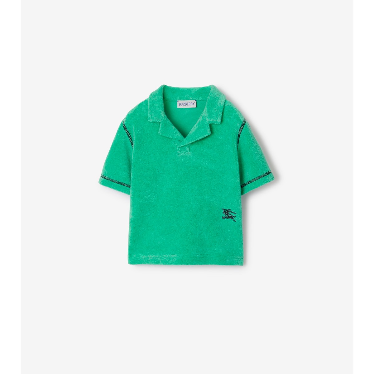 Burberry Kids'  Childrens Cotton Blend Towelling Polo Shirt In Bright Jade