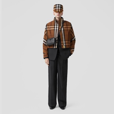 Burberry Ayton Check Print Nylon Jacket In Dark Birch Brown