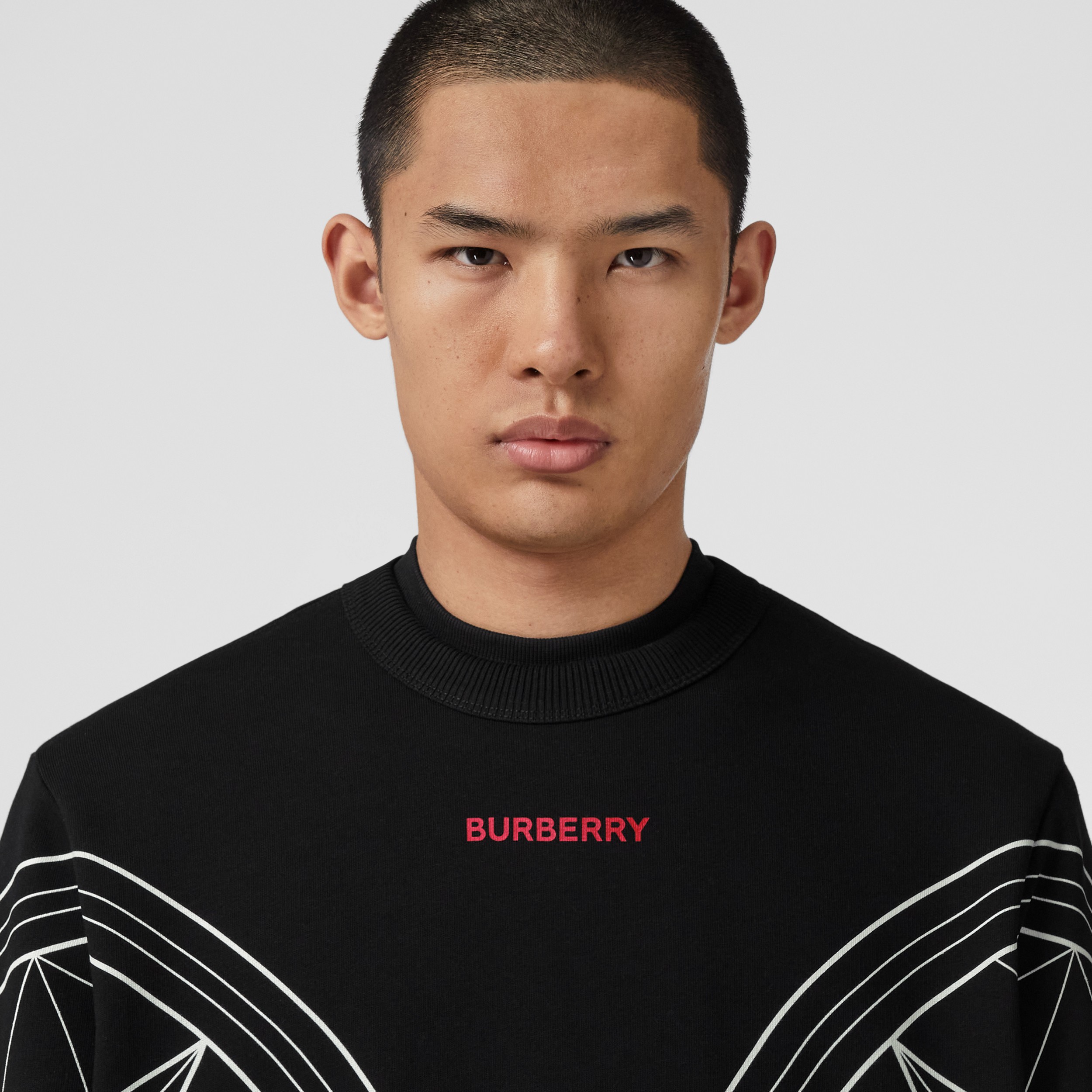 Star Print Cotton Sweatshirt in Black - Men | Burberry® Official - 2