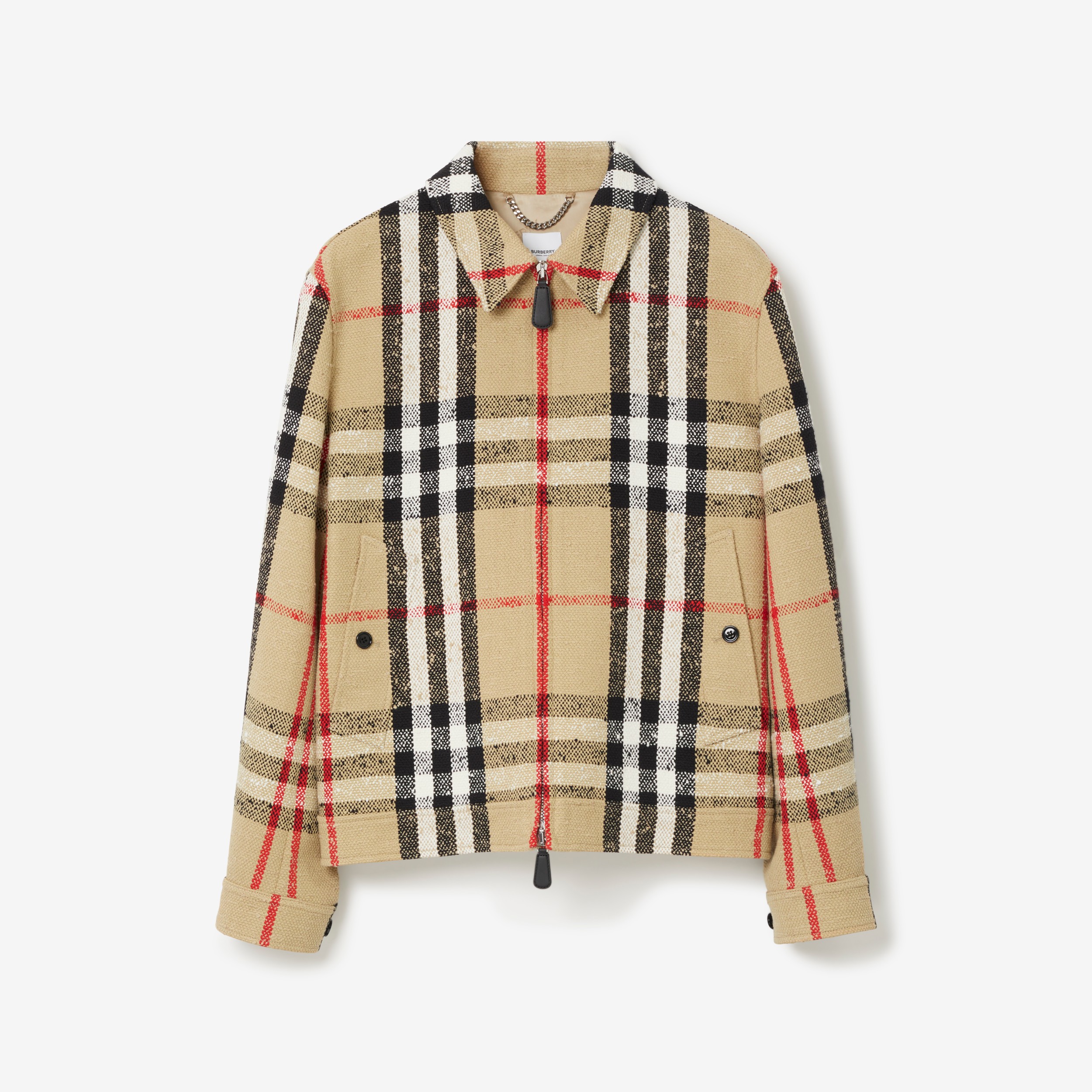 Chaqueta Harrington en bouclé Check (Beige Vintage) - Hombre | Burberry®  oficial