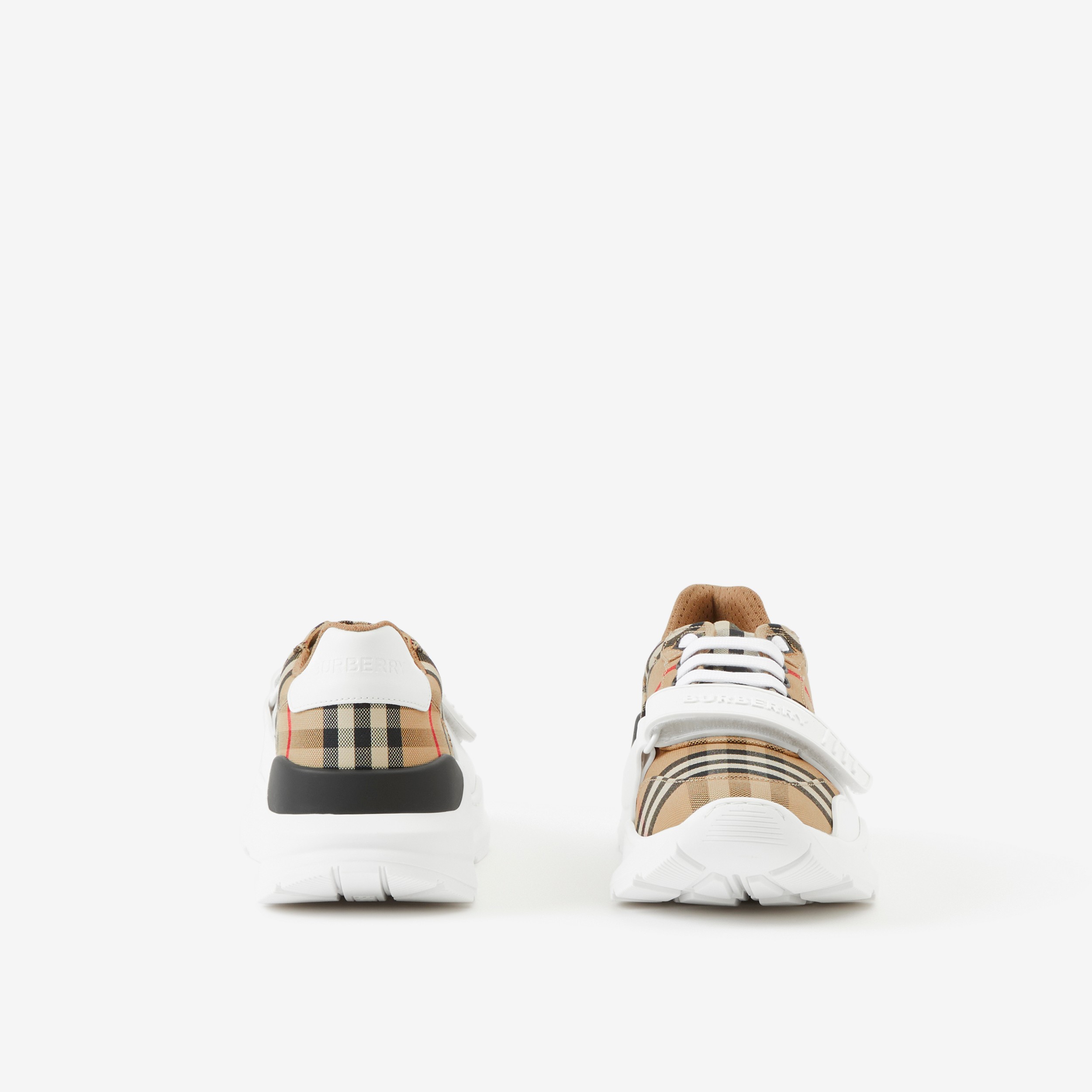 Check and Leather Sneakers in Archive Beige - Women | Burberry® Official - 4